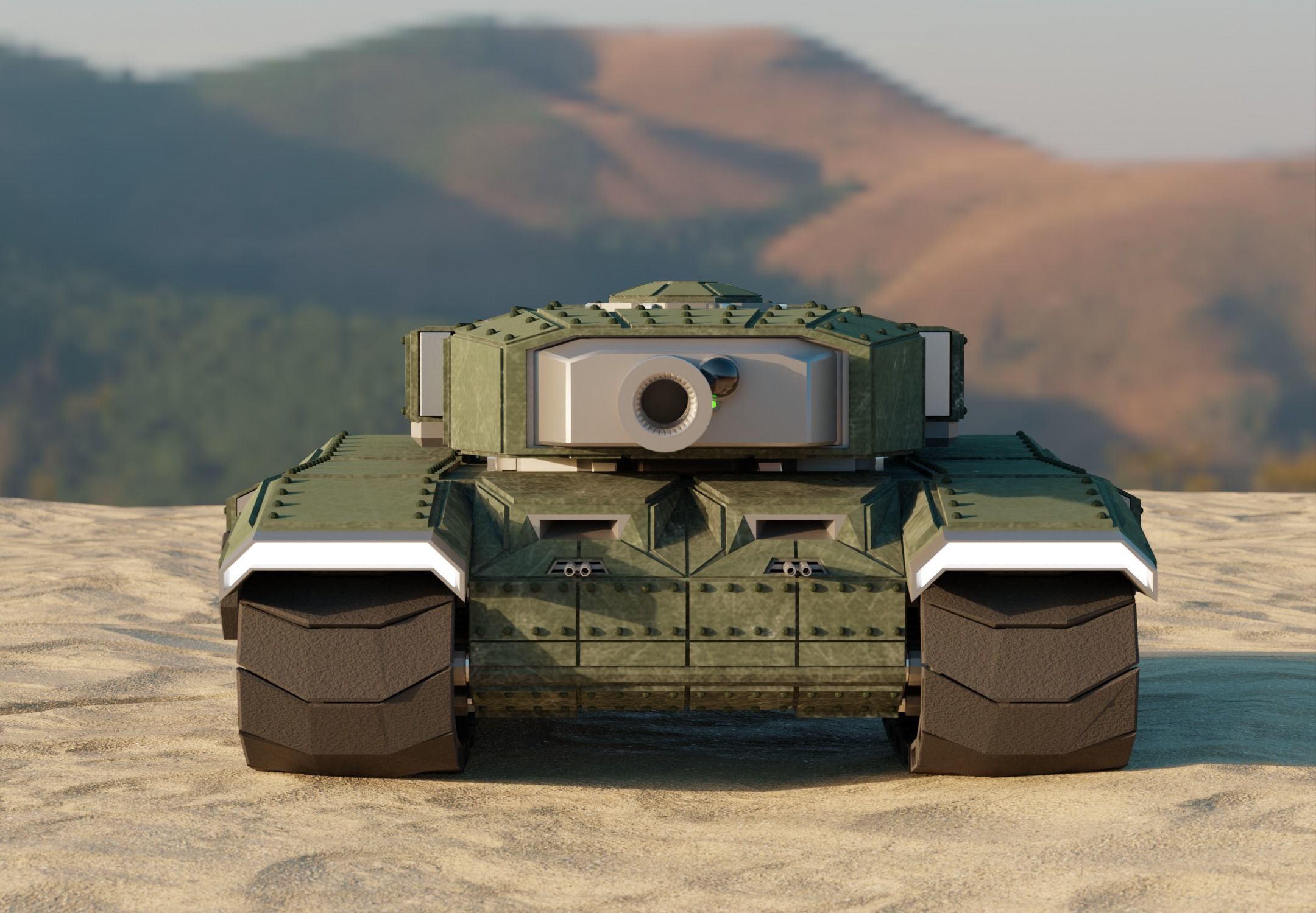 Futuristic Low Poly Tank Low-poly 3D model_3