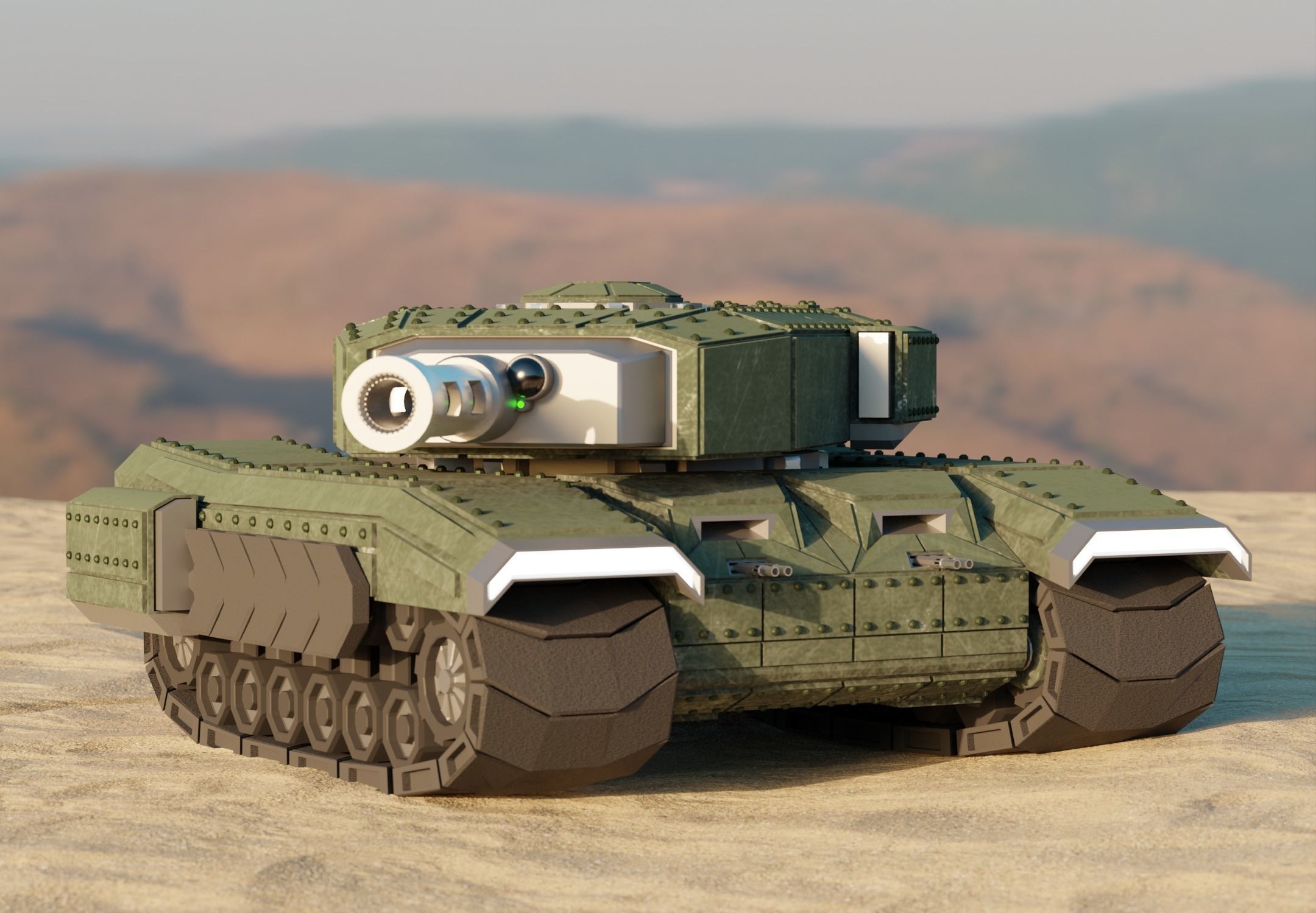 Futuristic Low Poly Tank Low-poly 3D model_2