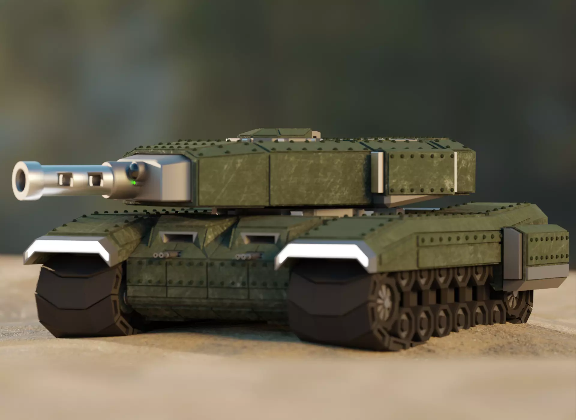 Futuristic Low Poly Tank Low-poly 3D model_0
