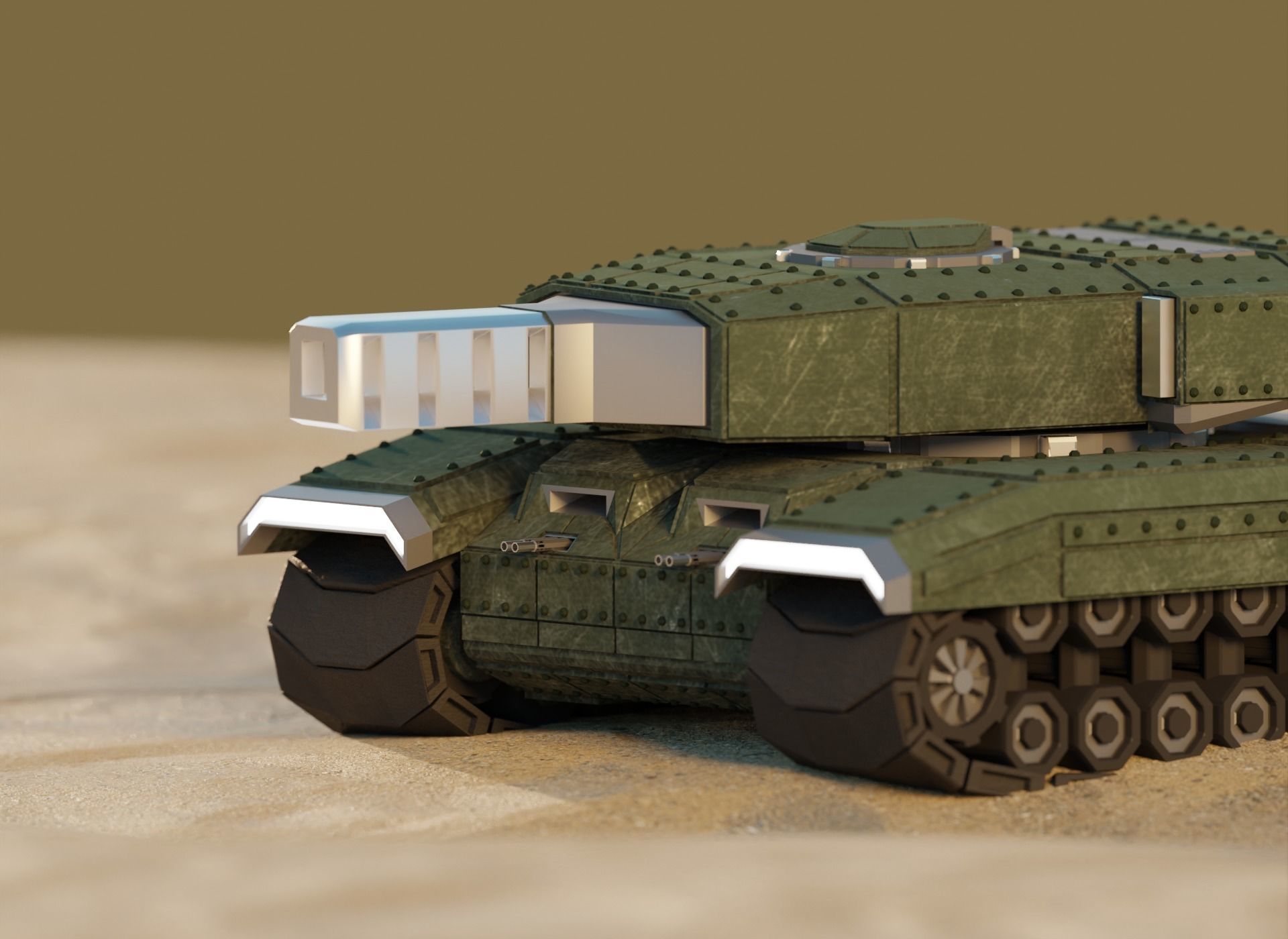 Futuristic Low Poly Tank Low-poly 3D model_15