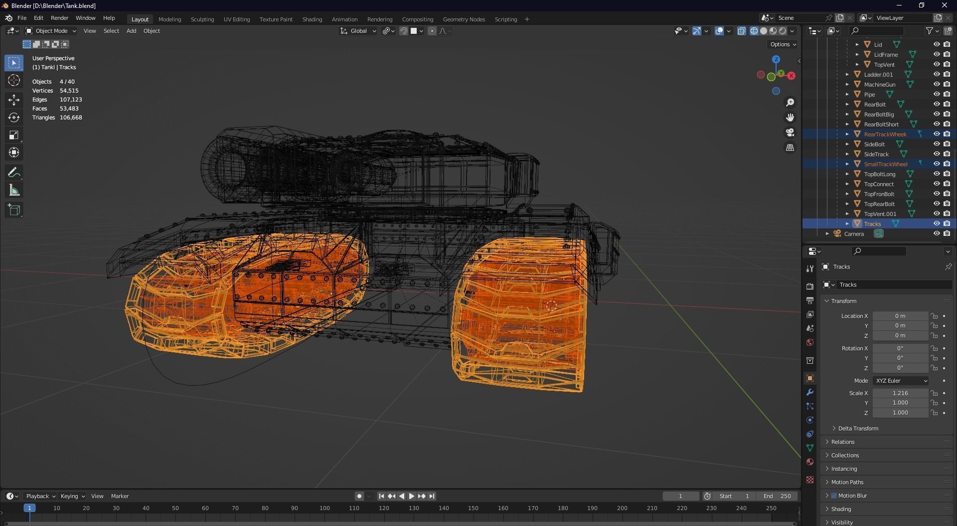 Futuristic Low Poly Tank Low-poly 3D model_12