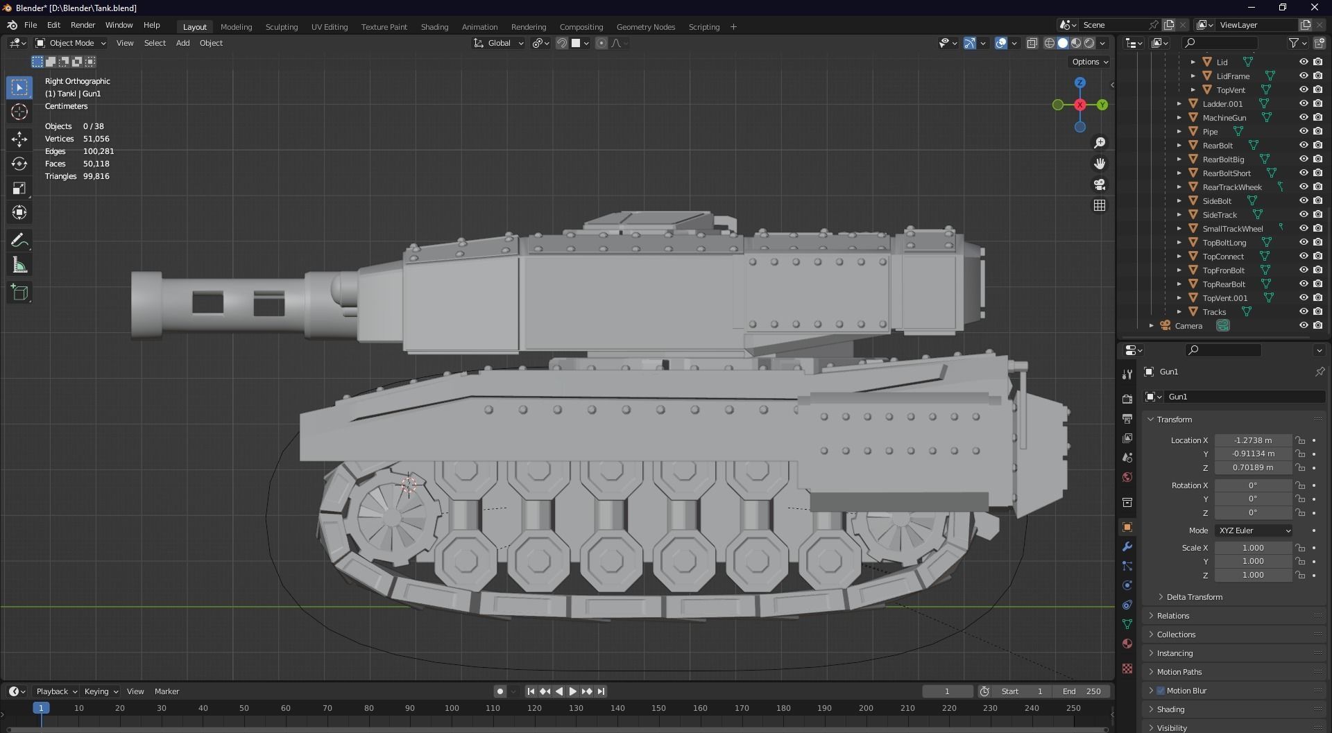 Futuristic Low Poly Tank Low-poly 3D model_9