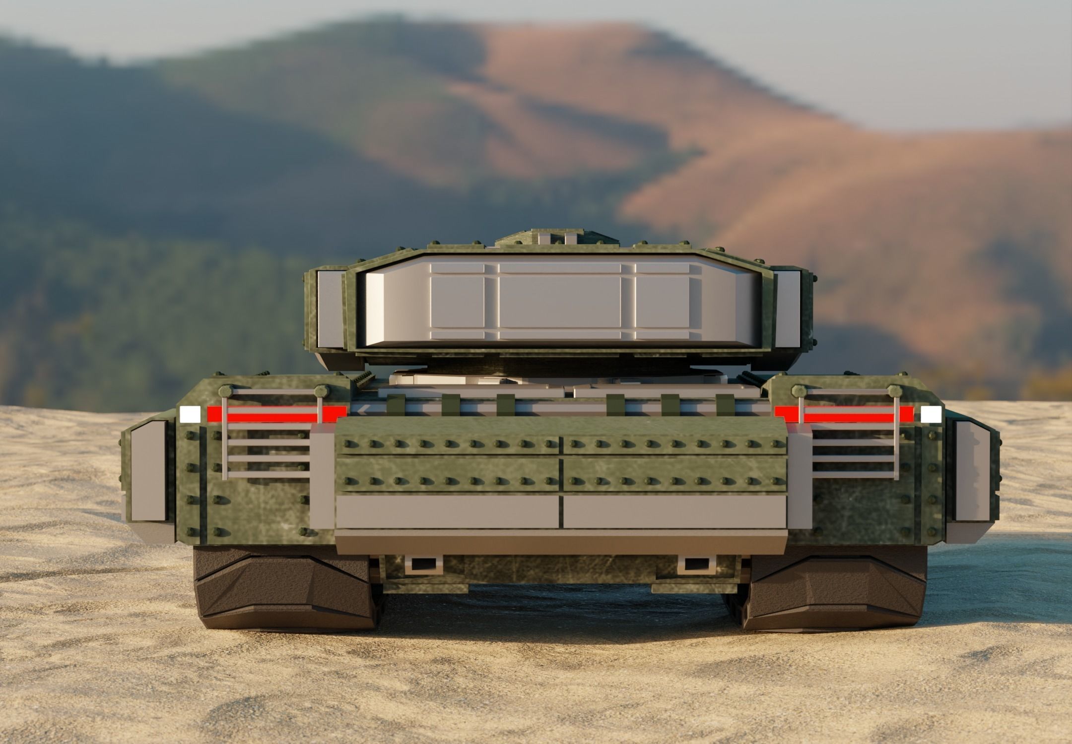 Futuristic Low Poly Tank Low-poly 3D model_6