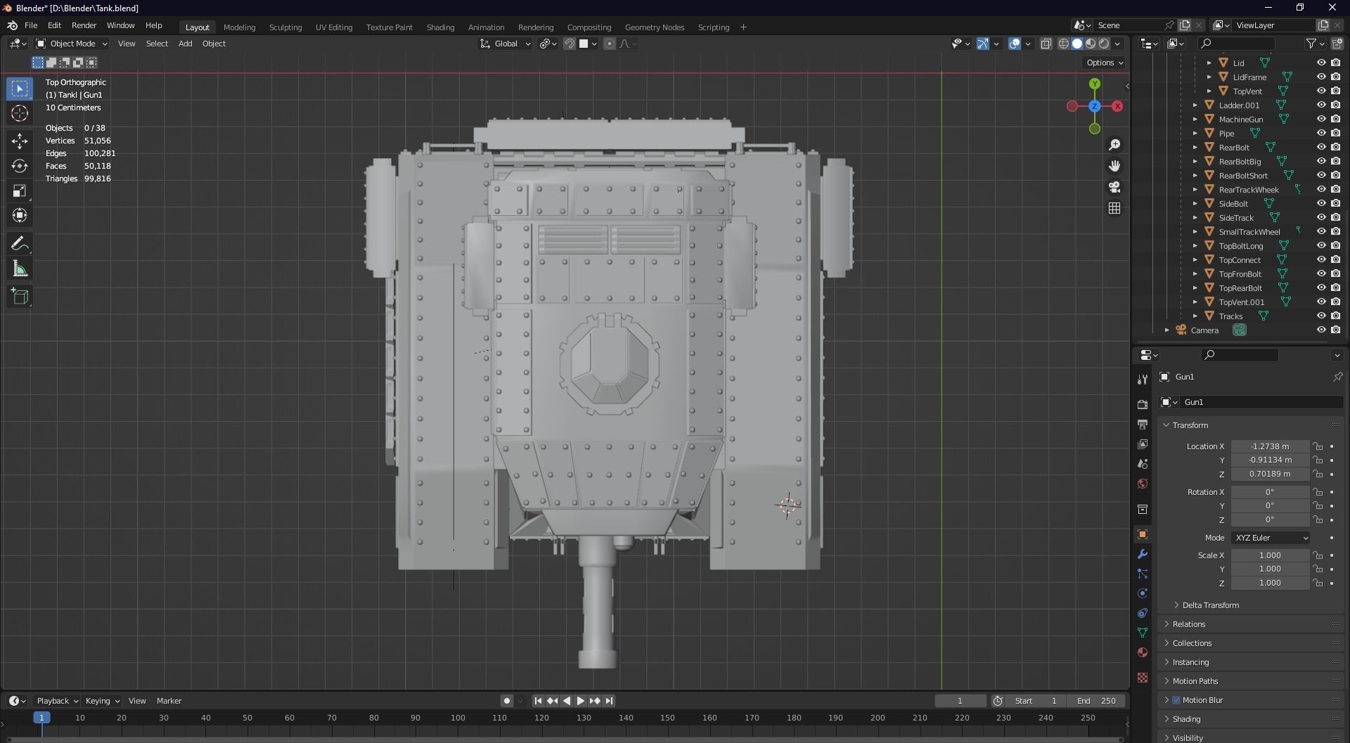 Futuristic Low Poly Tank Low-poly 3D model_10