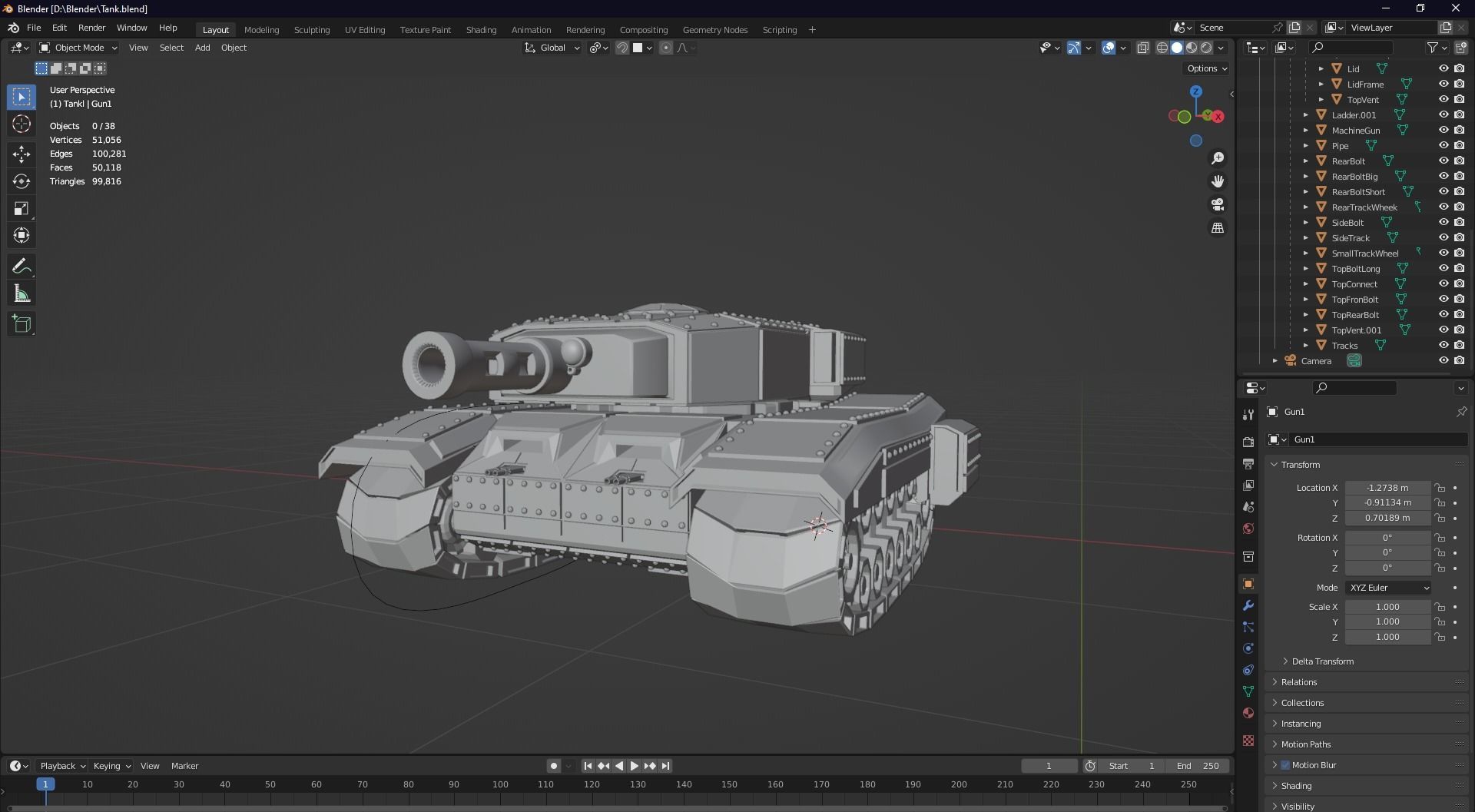 Futuristic Low Poly Tank Low-poly 3D model_11