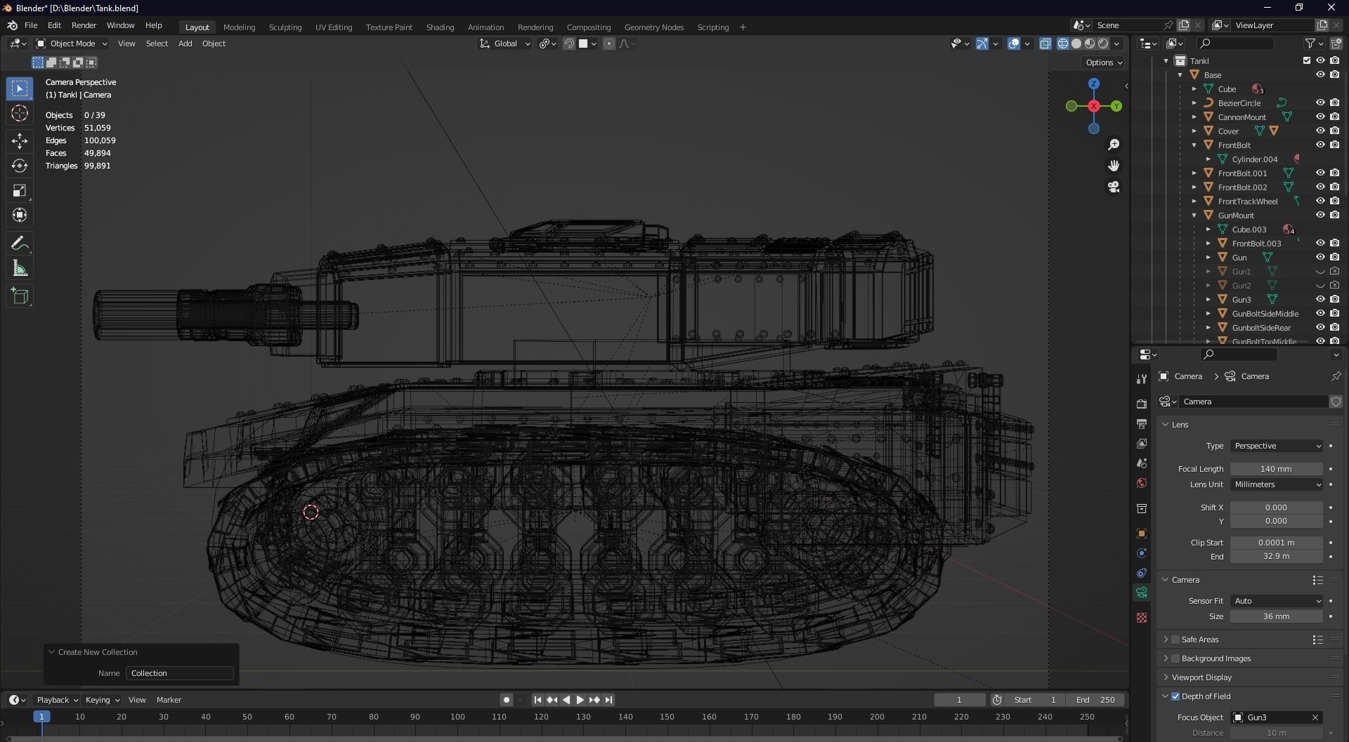 Futuristic Low Poly Tank Low-poly 3D model_13