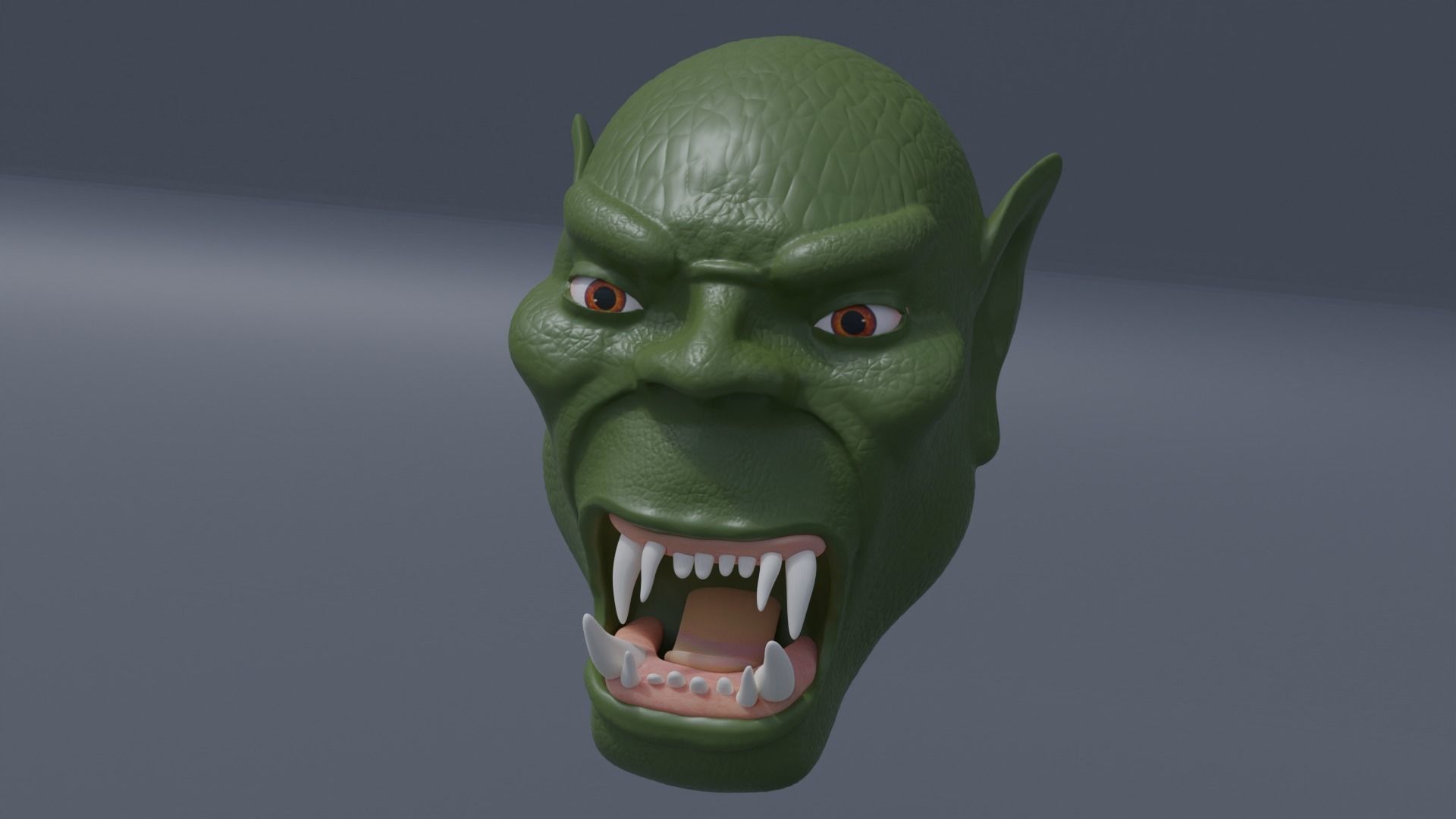 Orc Head  Low-poly 3D model_1