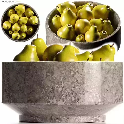 Flint Gray Marble Bowl with Pears