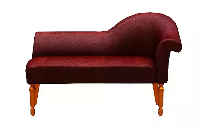 Sofa Right side chaise lounge red leather Low-poly 3D model