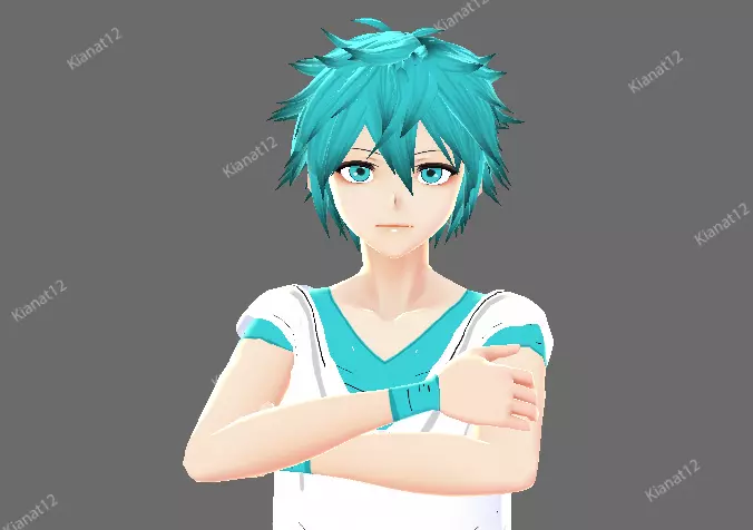 3d low poly  male avatar for vrchat and for vtubing  Low-poly 3D model_0