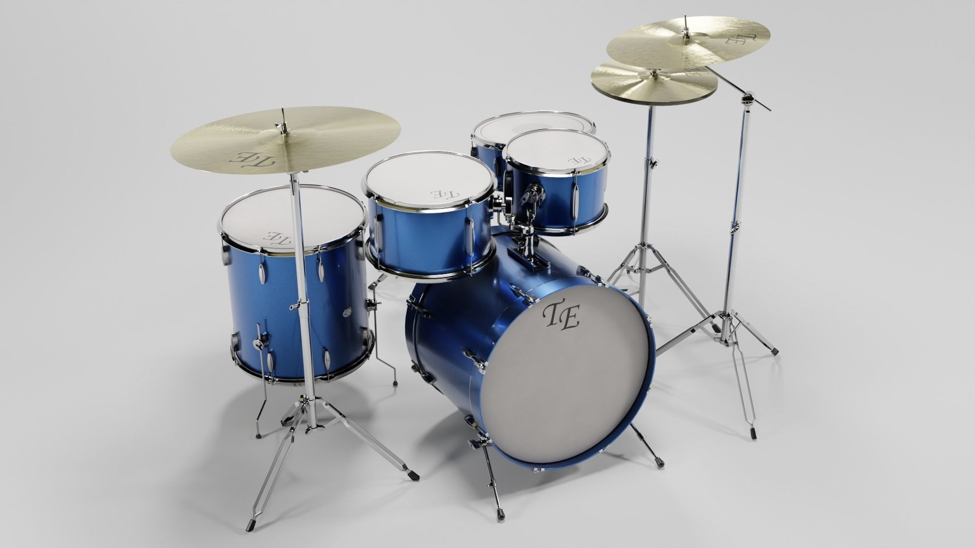 Drum Kit Metallic Blue Custom 3D model_7