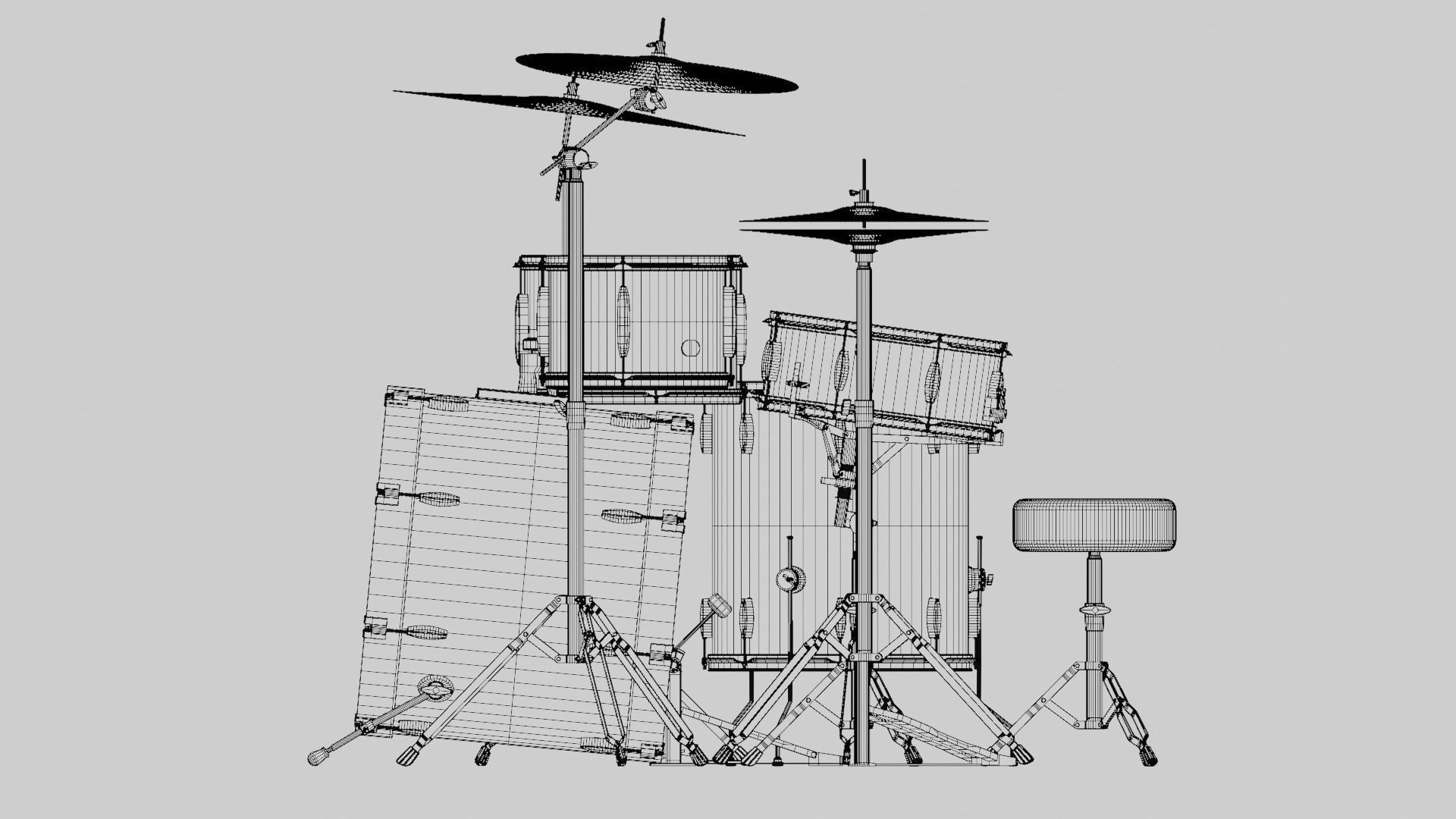 Drum Kit Metallic Blue Custom 3D model_18