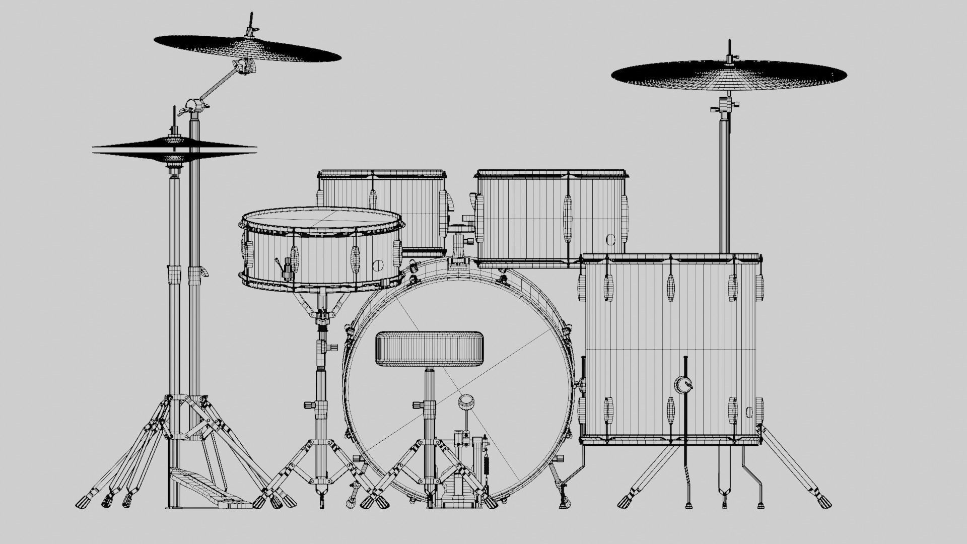 Drum Kit Metallic Blue Custom 3D model_19