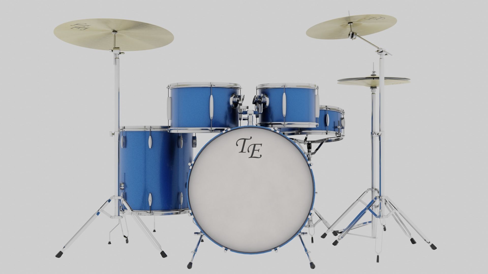 Drum Kit Metallic Blue Custom 3D model_5
