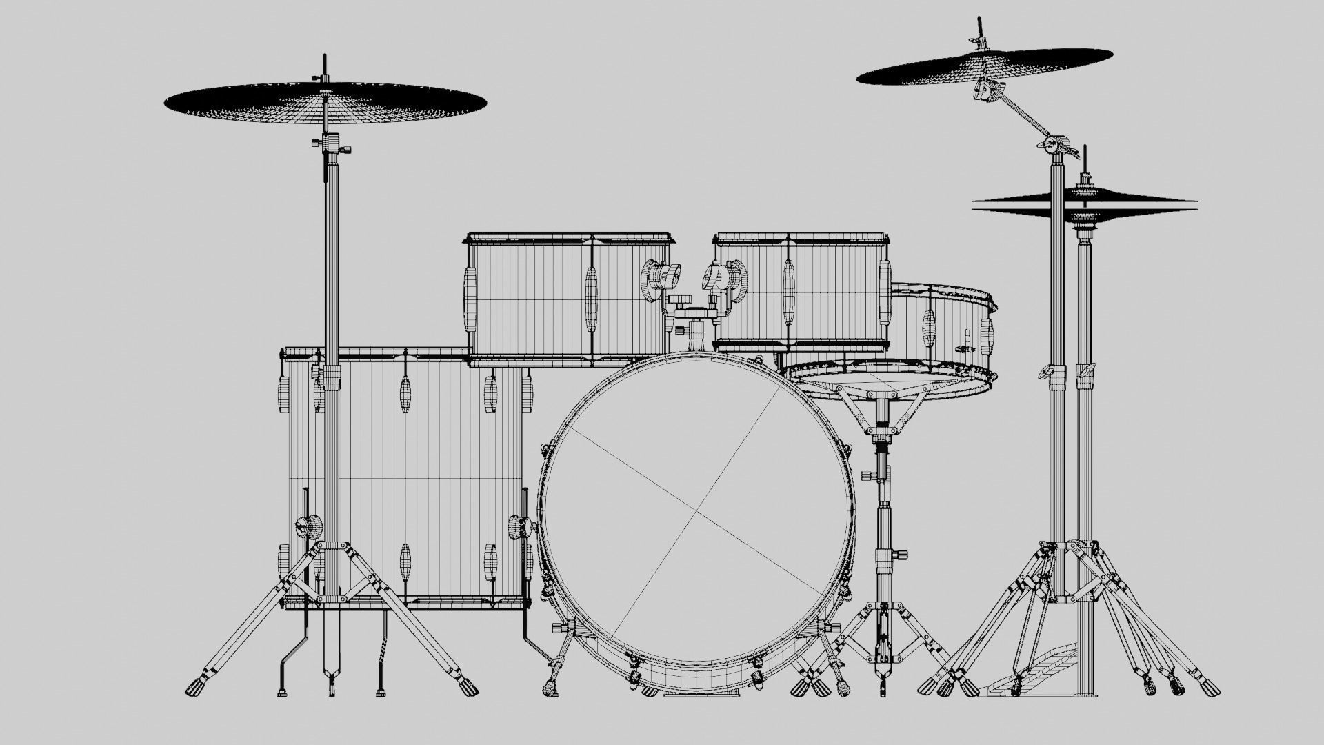 Drum Kit Metallic Blue Custom 3D model_20