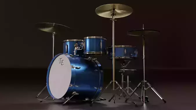 Drum Kit Metallic Blue Custom 3D model