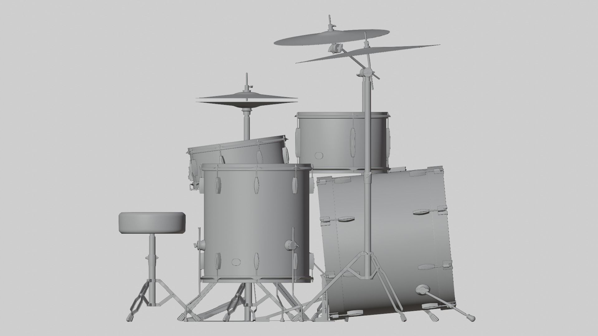 Drum Kit Metallic Blue Custom 3D model_13