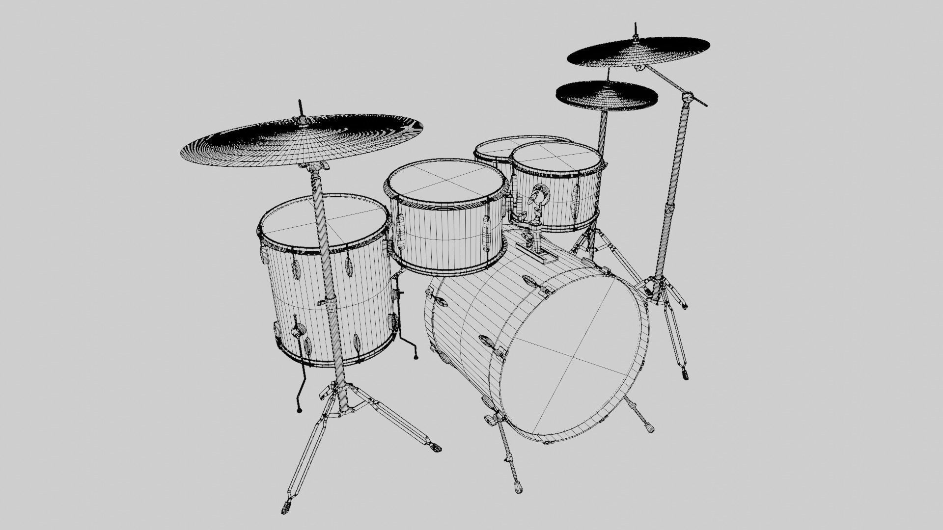 Drum Kit Metallic Blue Custom 3D model_17