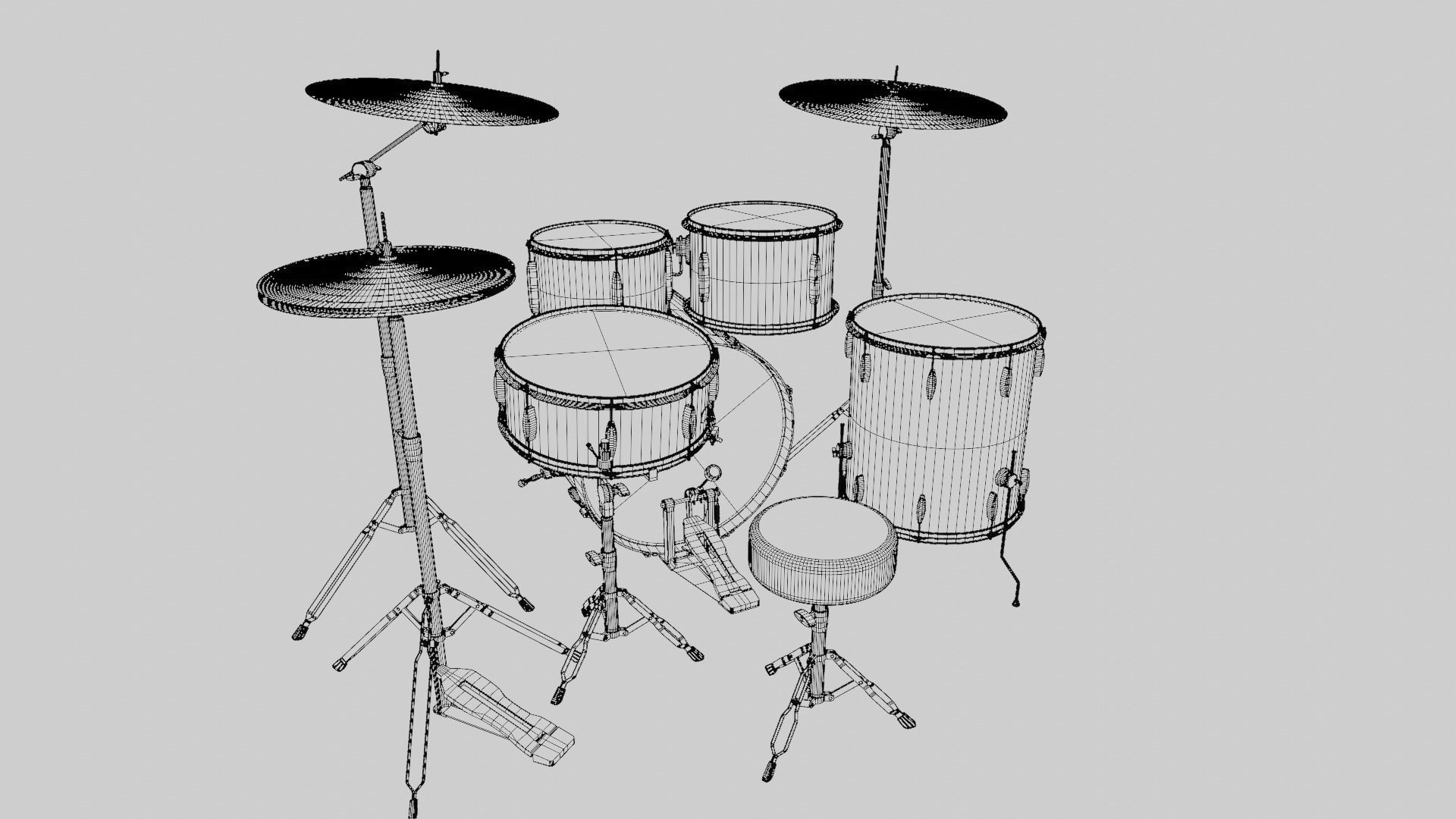 Drum Kit Metallic Blue Custom 3D model_16
