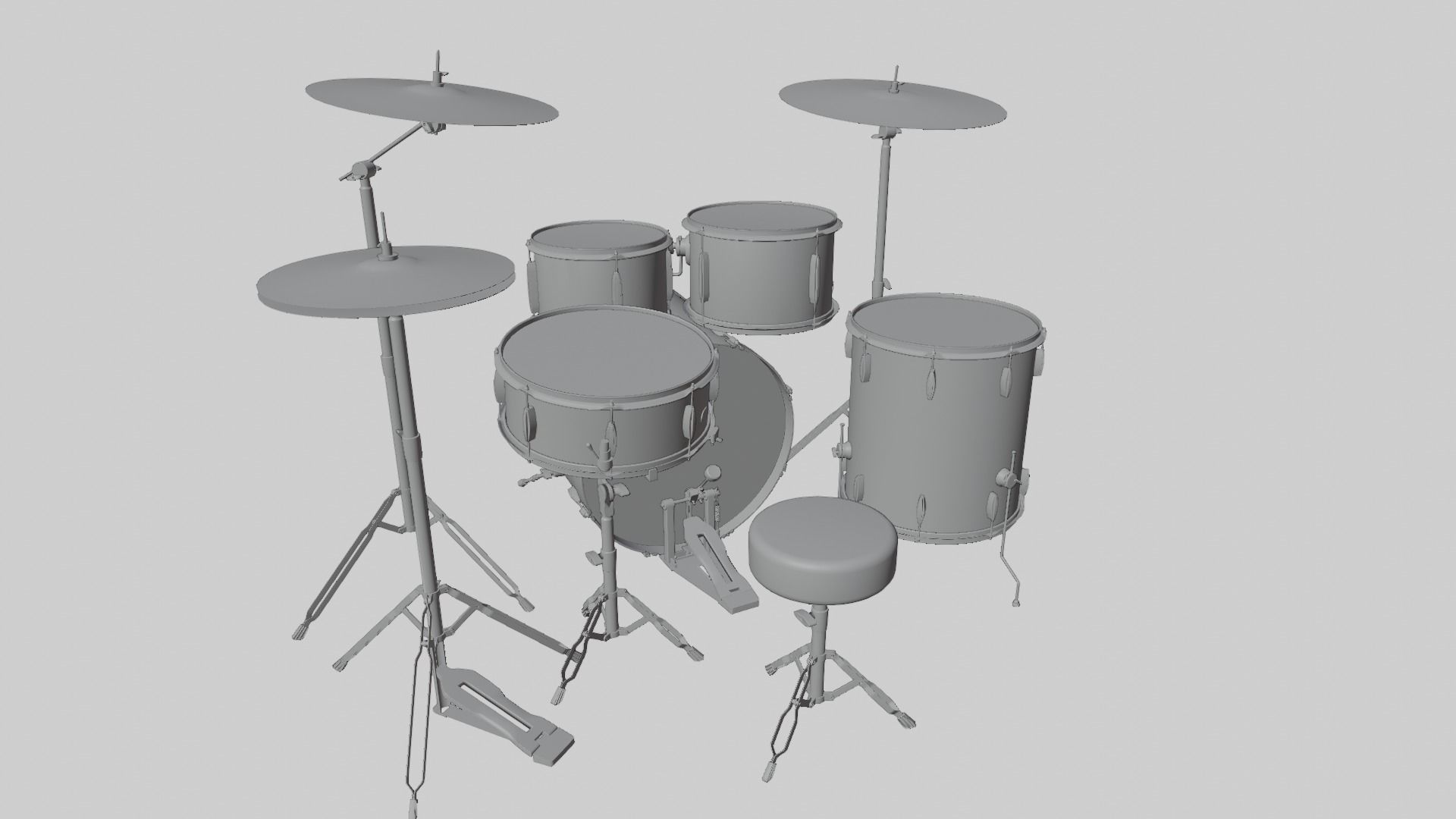 Drum Kit Metallic Blue Custom 3D model_15