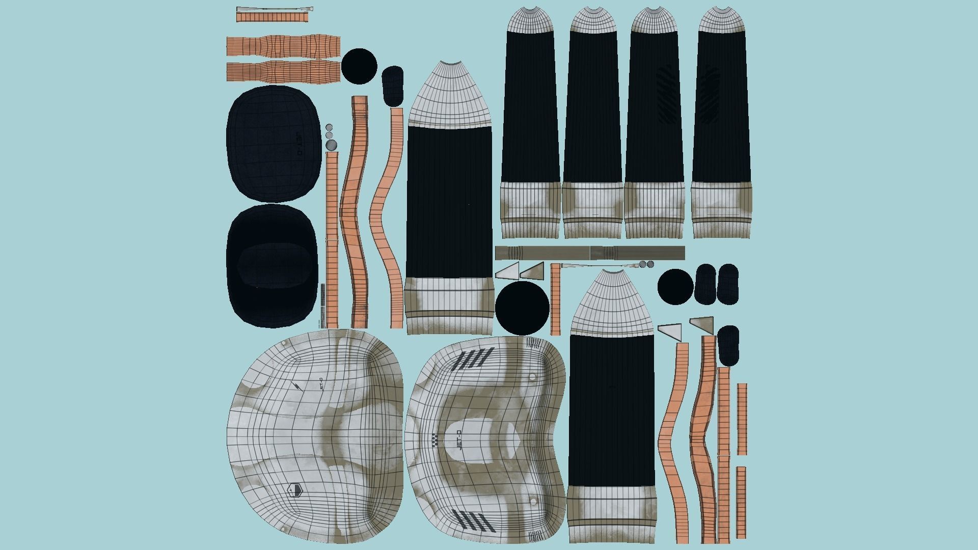 Jetpack D01 White Copper - SciFi Character Design Low-poly 3D model_5