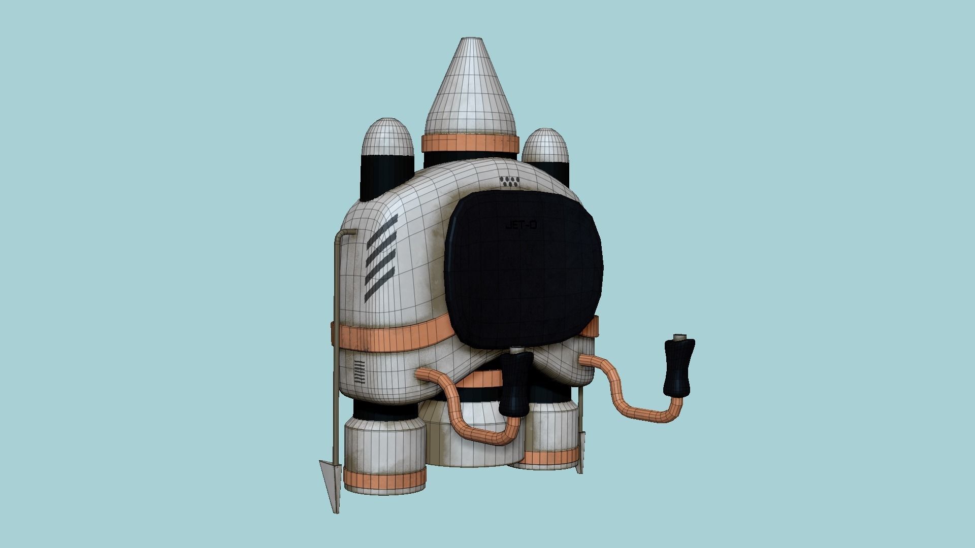 Jetpack D01 White Copper - SciFi Character Design Low-poly 3D model_6