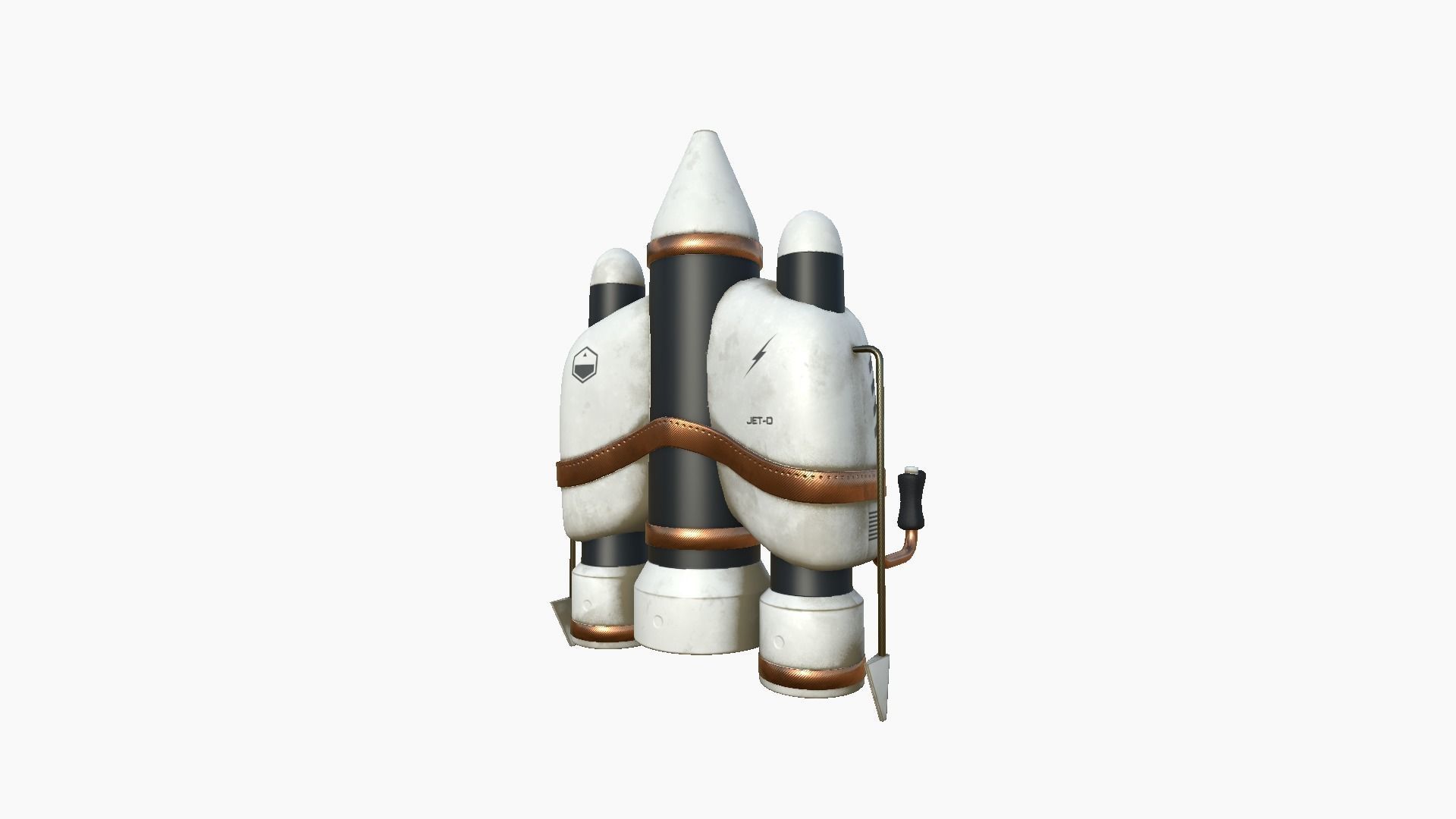 Jetpack D01 White Copper - SciFi Character Design Low-poly 3D model_1