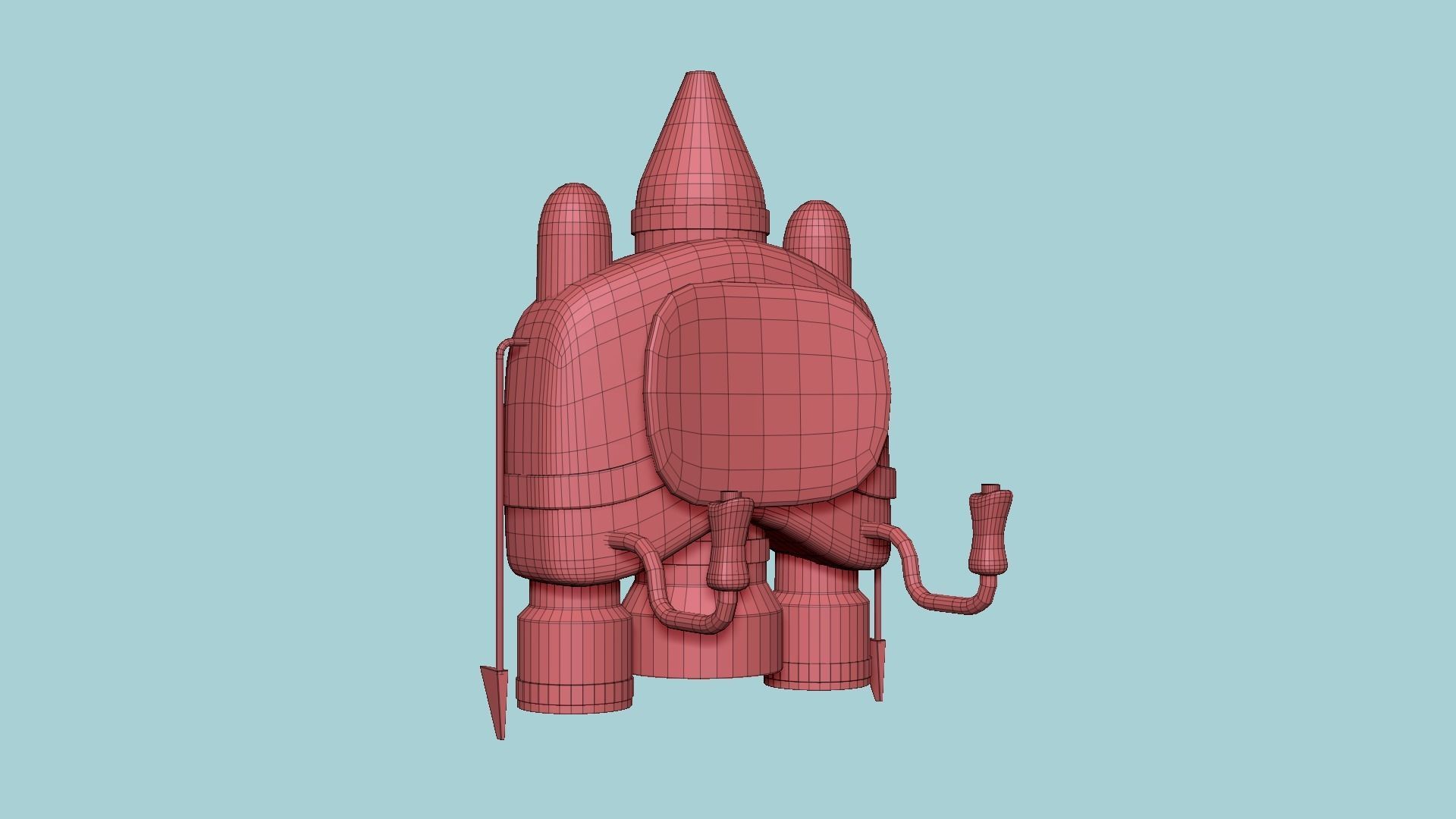 Jetpack D04 Red Black - SciFi Character Design Low-poly 3D model_13