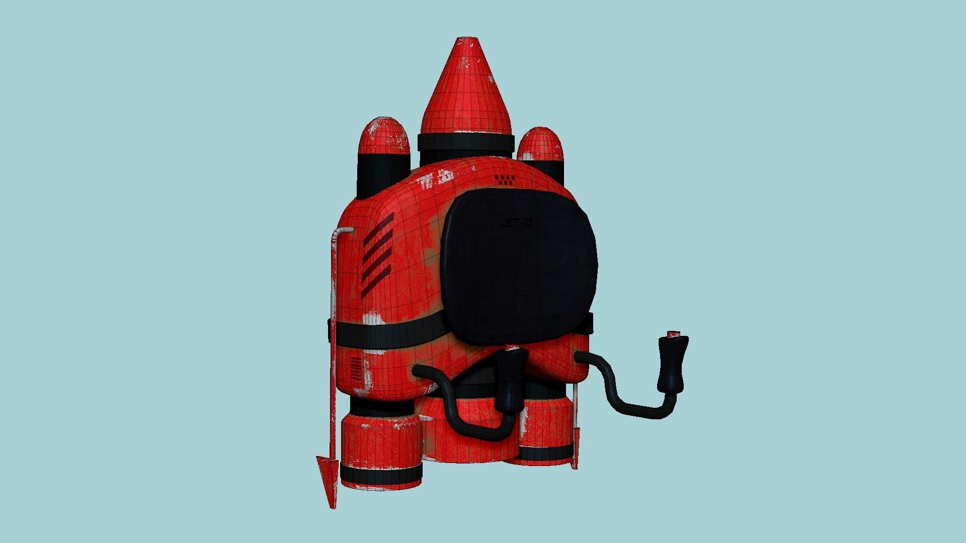 Jetpack D04 Red Black - SciFi Character Design Low-poly 3D model_6