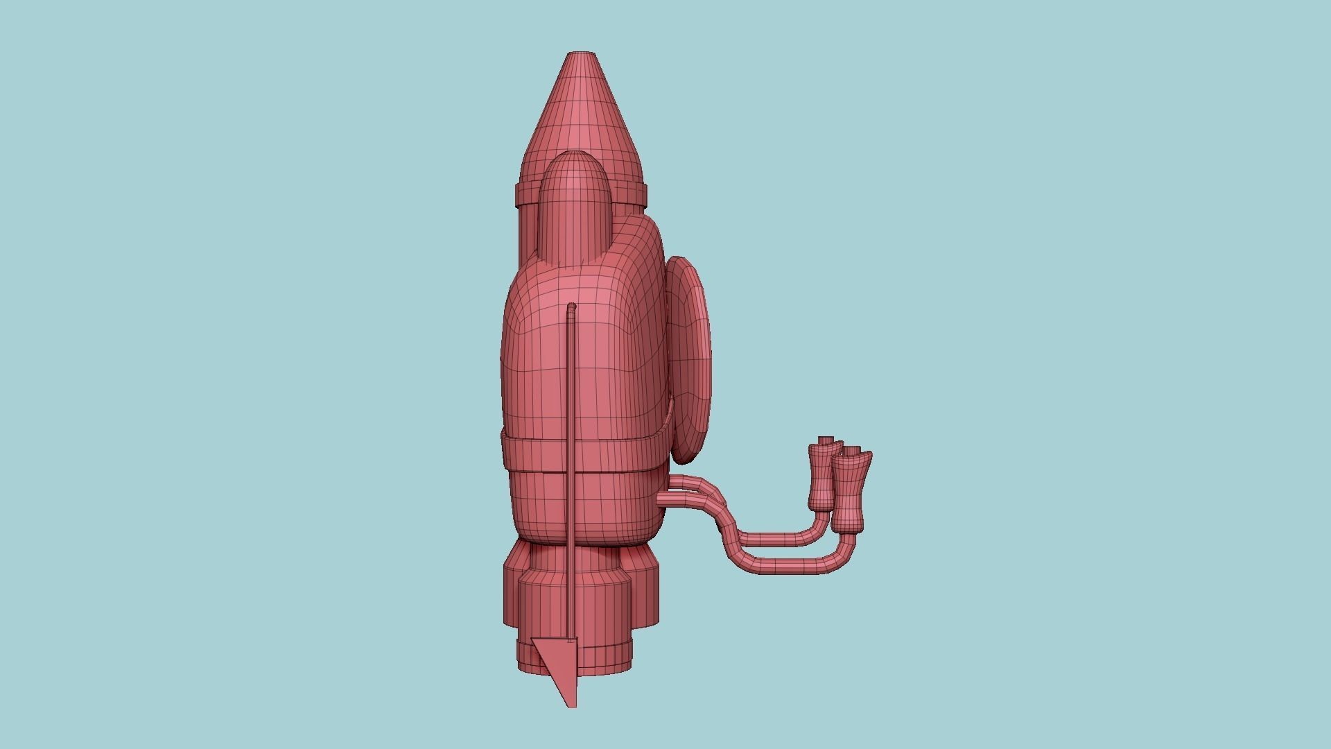 Jetpack D04 Red Black - SciFi Character Design Low-poly 3D model_14