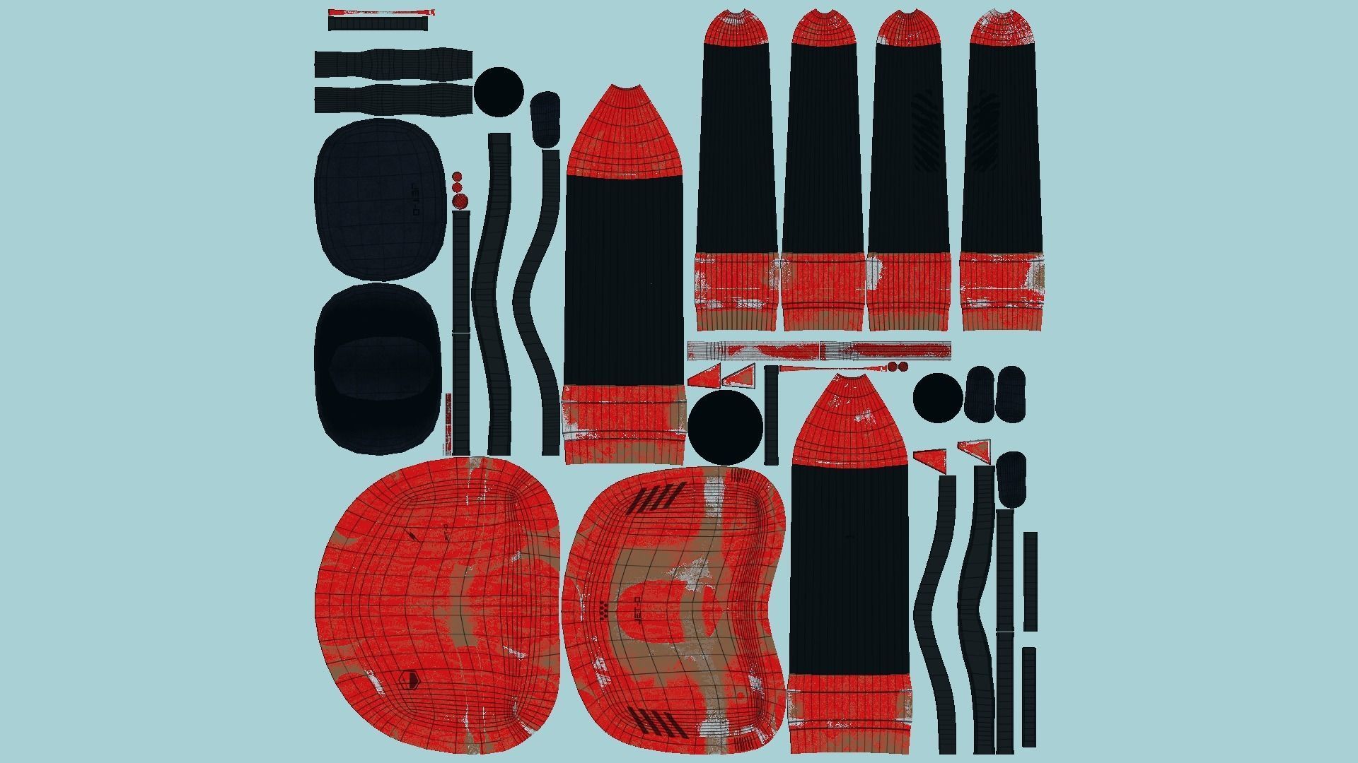 Jetpack D04 Red Black - SciFi Character Design Low-poly 3D model_5