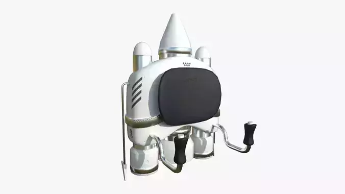 Jetpack D05 White Aluminum - SciFi Character Design Low-poly 3D model