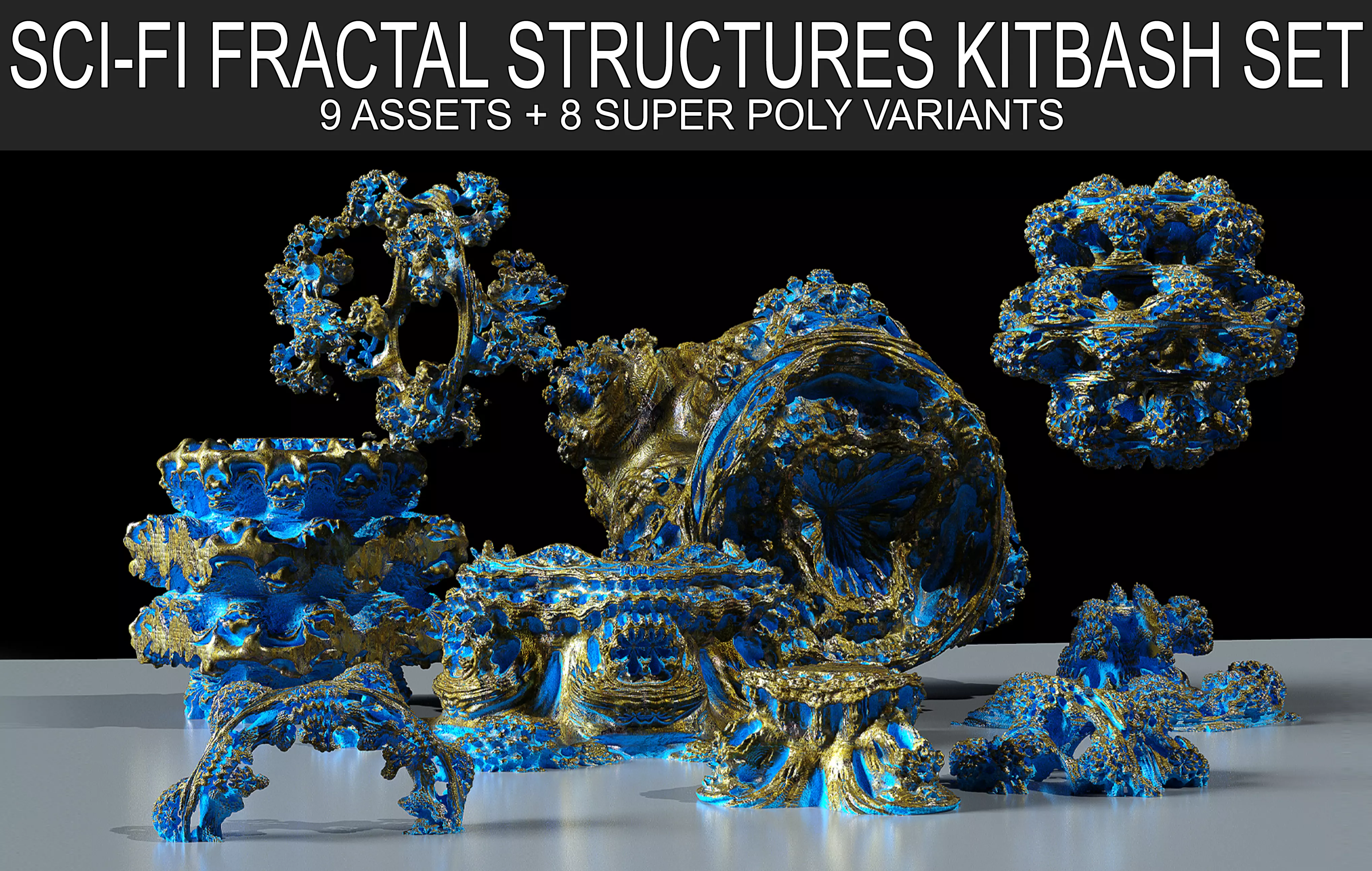 Fractal Dr Strange Influenced Sci-Fi Kitbash 3D Assets 3D model_0