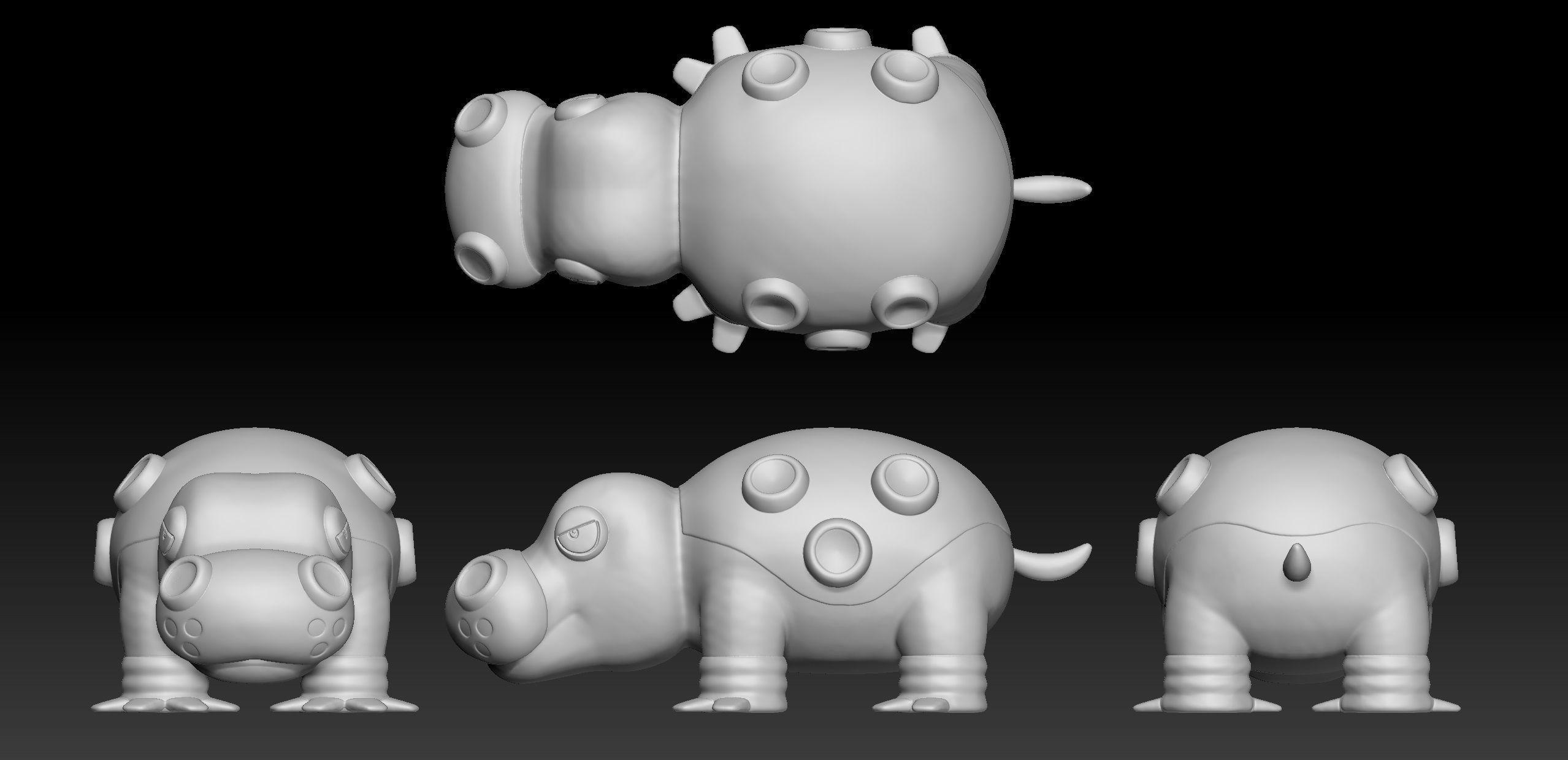 Pokemon Hippopotas Hippowdon 3D print model_2