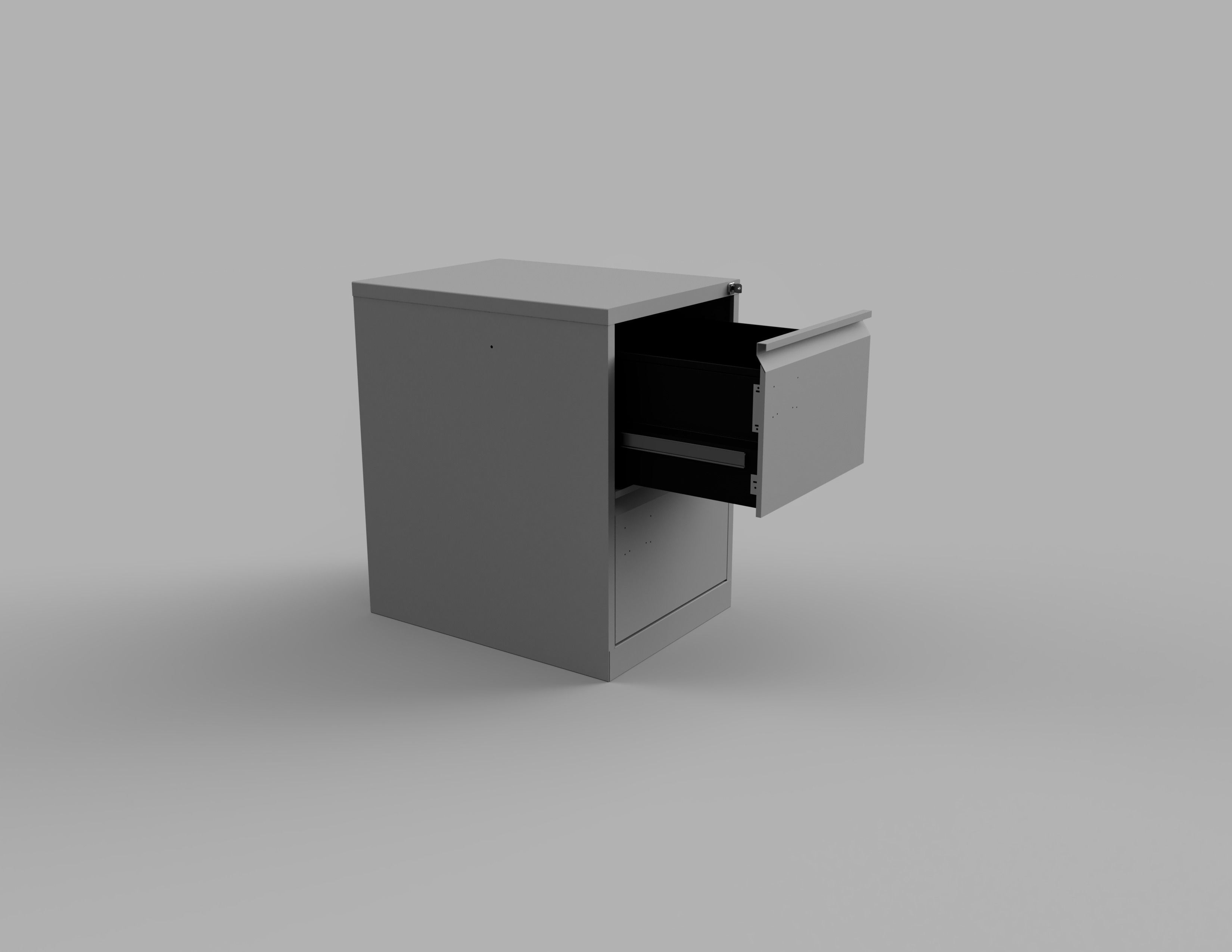 Two Draw Metal Office Filing Cabinet and Key Inside and Out Low-poly 3D model_17
