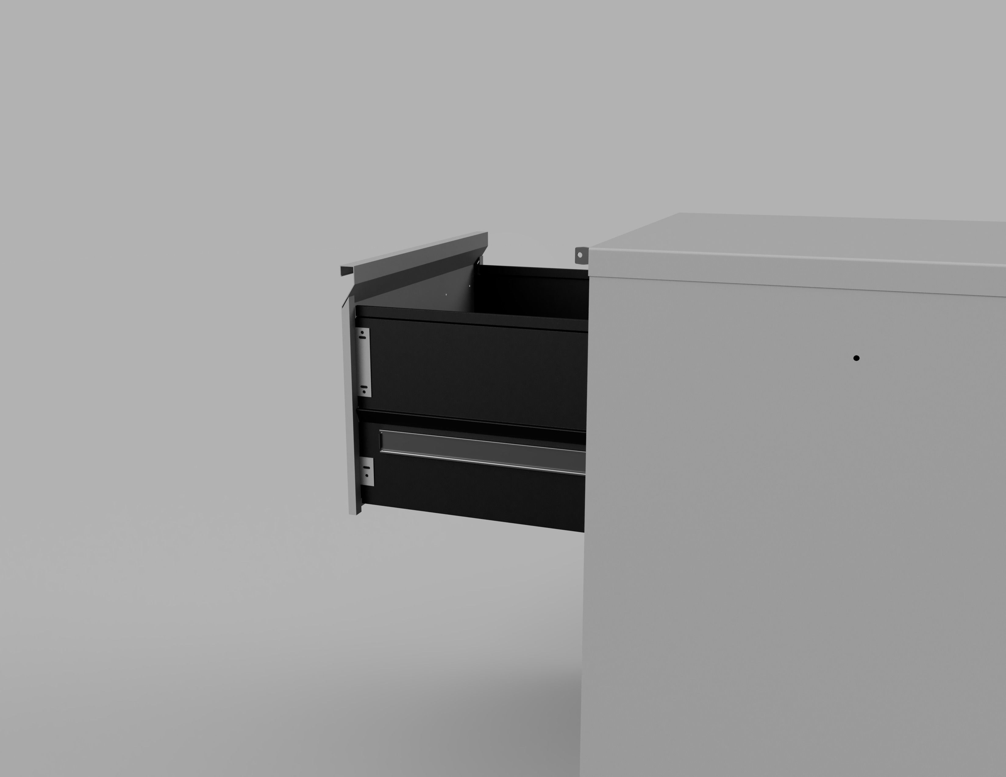 Two Draw Metal Office Filing Cabinet and Key Inside and Out Low-poly 3D model_20