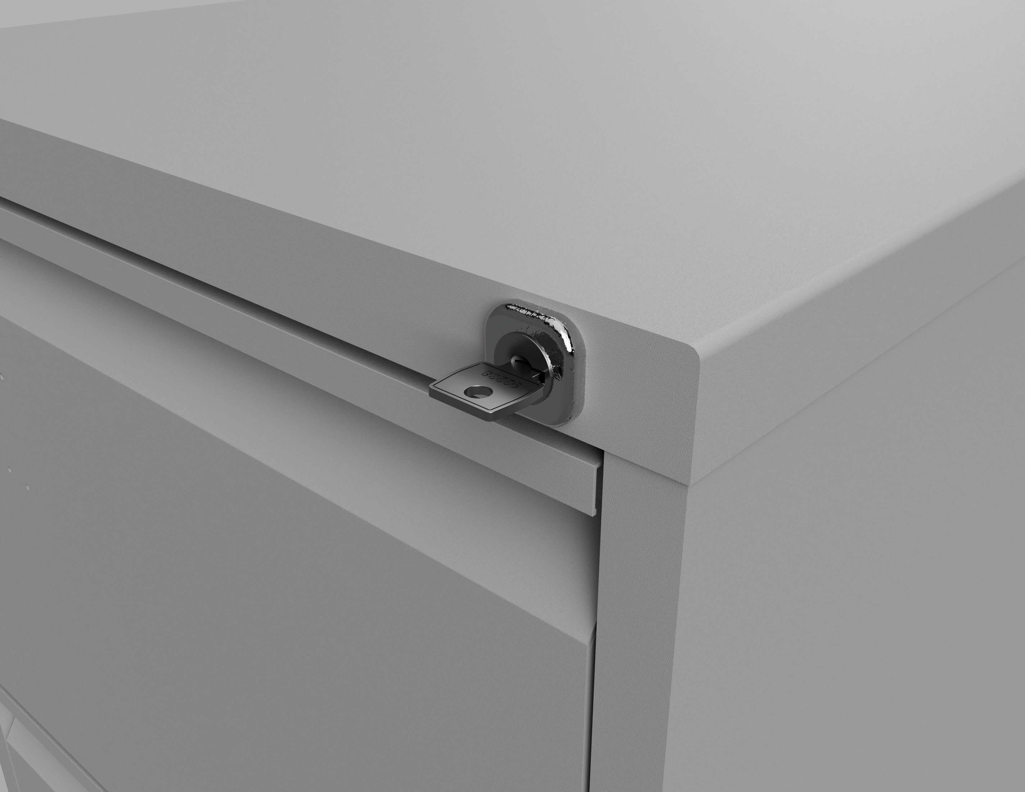 Two Draw Metal Office Filing Cabinet and Key Inside and Out Low-poly 3D model_14