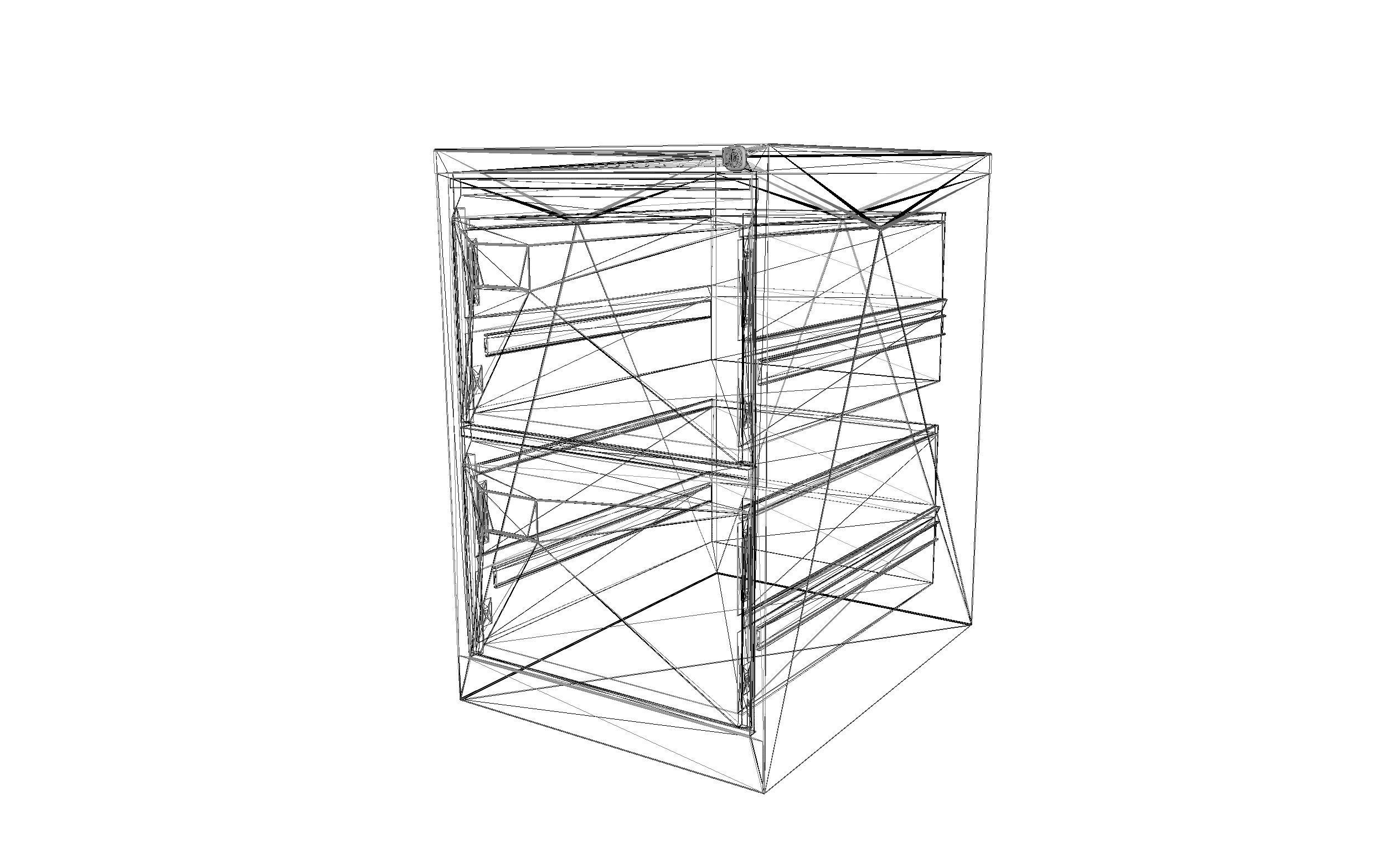 Two Draw Metal Office Filing Cabinet and Key Inside and Out Low-poly 3D model_21