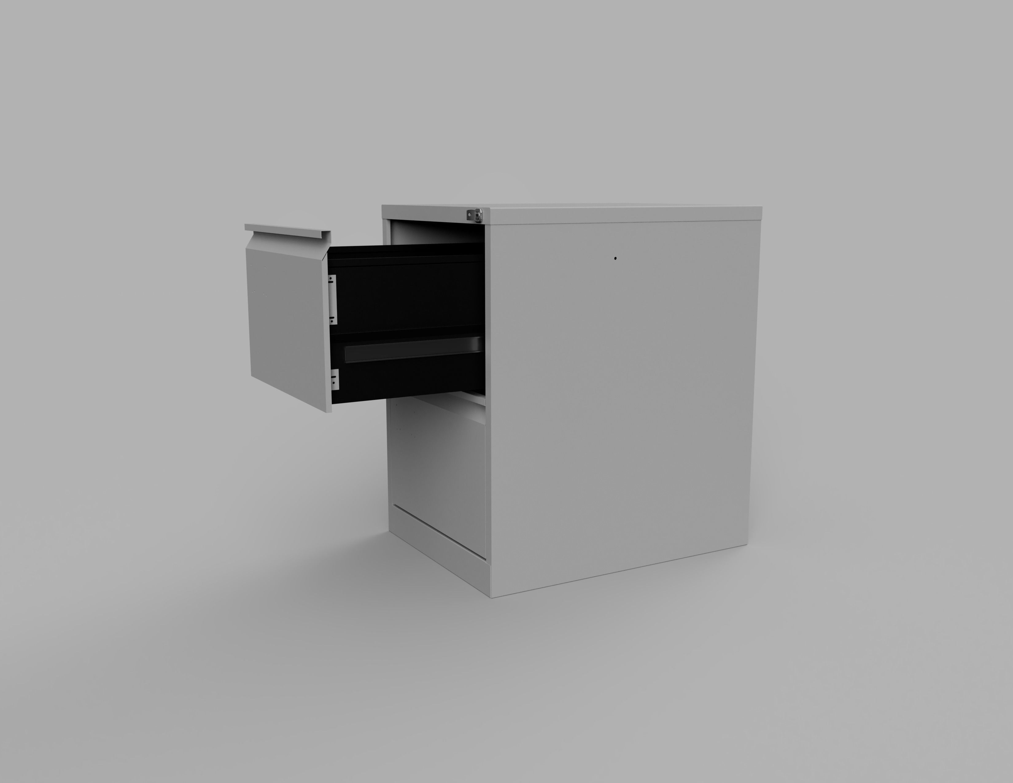 Two Draw Metal Office Filing Cabinet and Key Inside and Out Low-poly 3D model_15