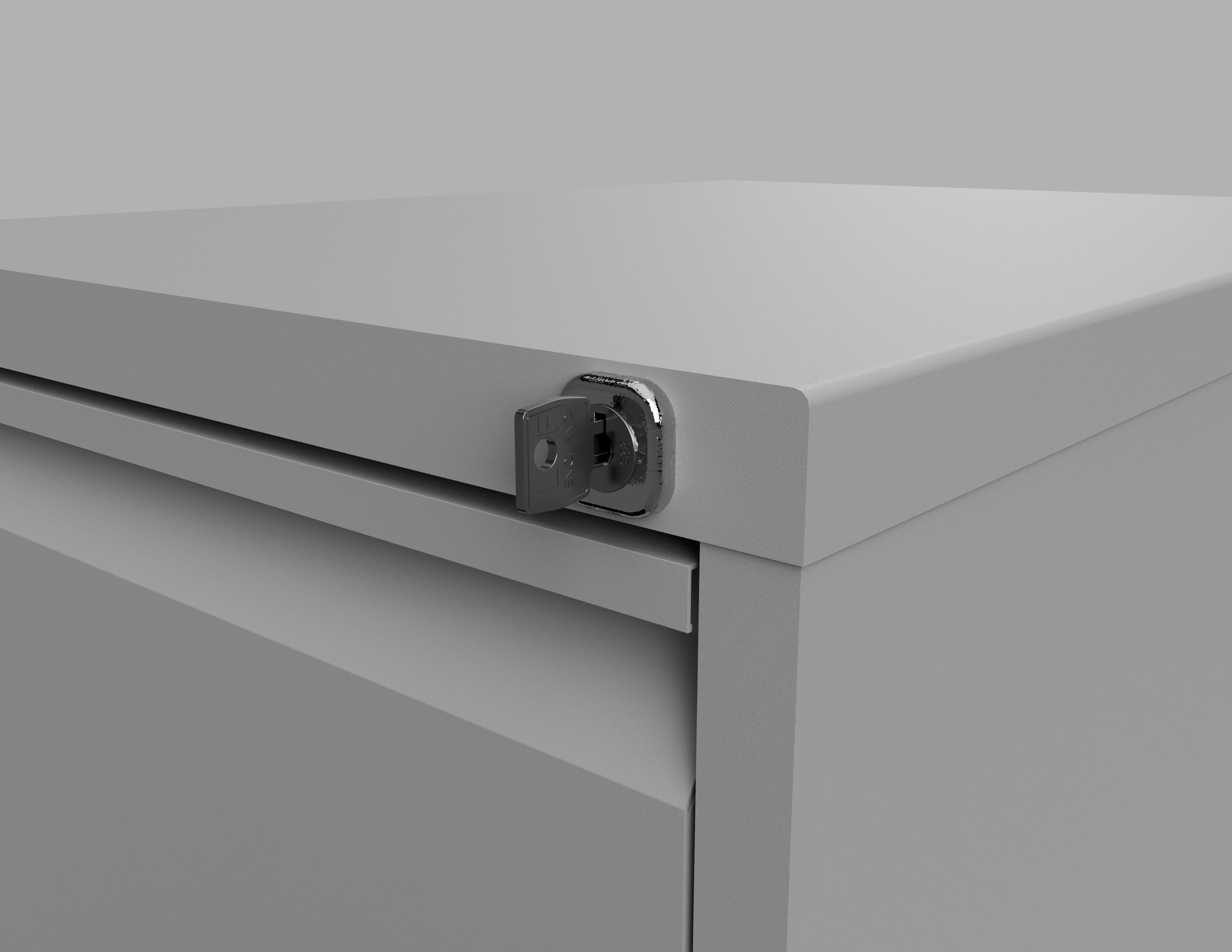 Two Draw Metal Office Filing Cabinet and Key Inside and Out Low-poly 3D model_12