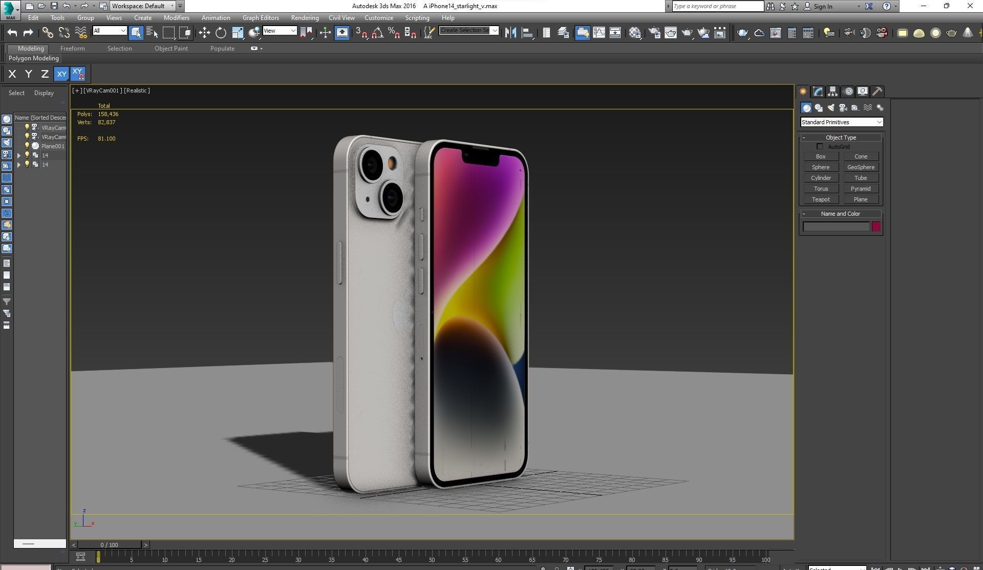 Apple iPhone 14 Starlight Low-poly 3D model_29