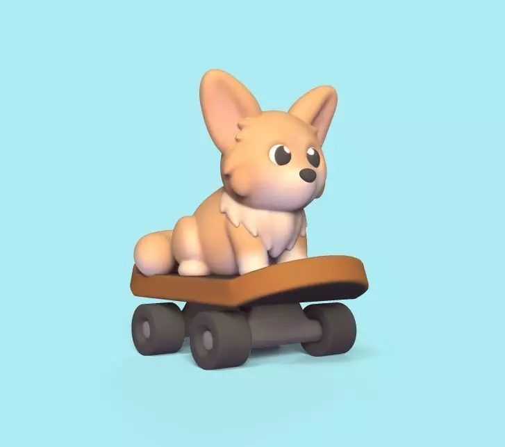 Dog Skateboarding 3D print model