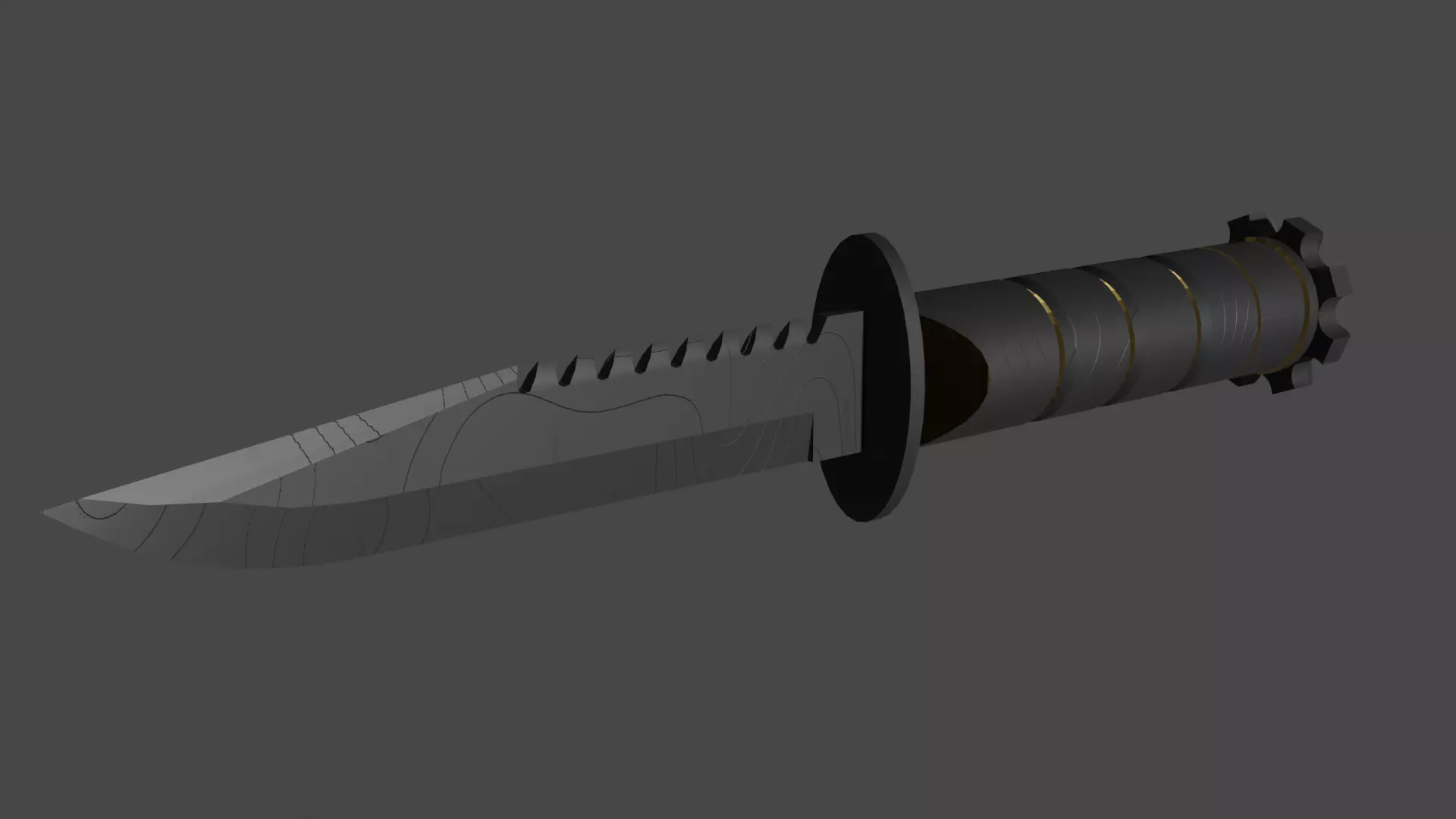 Military knife Low-poly 3D model_0