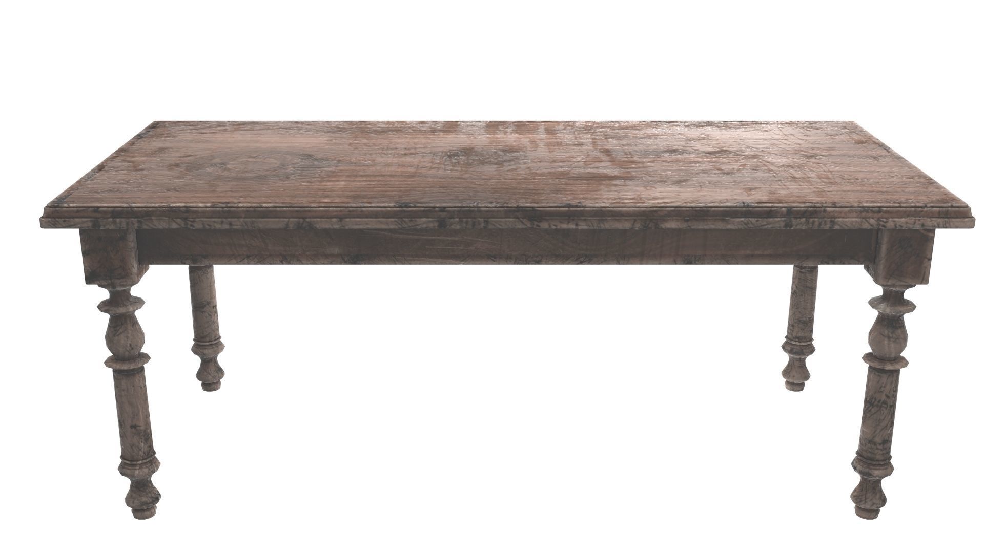 Antique Dining Table Set Low-poly 3D model_10