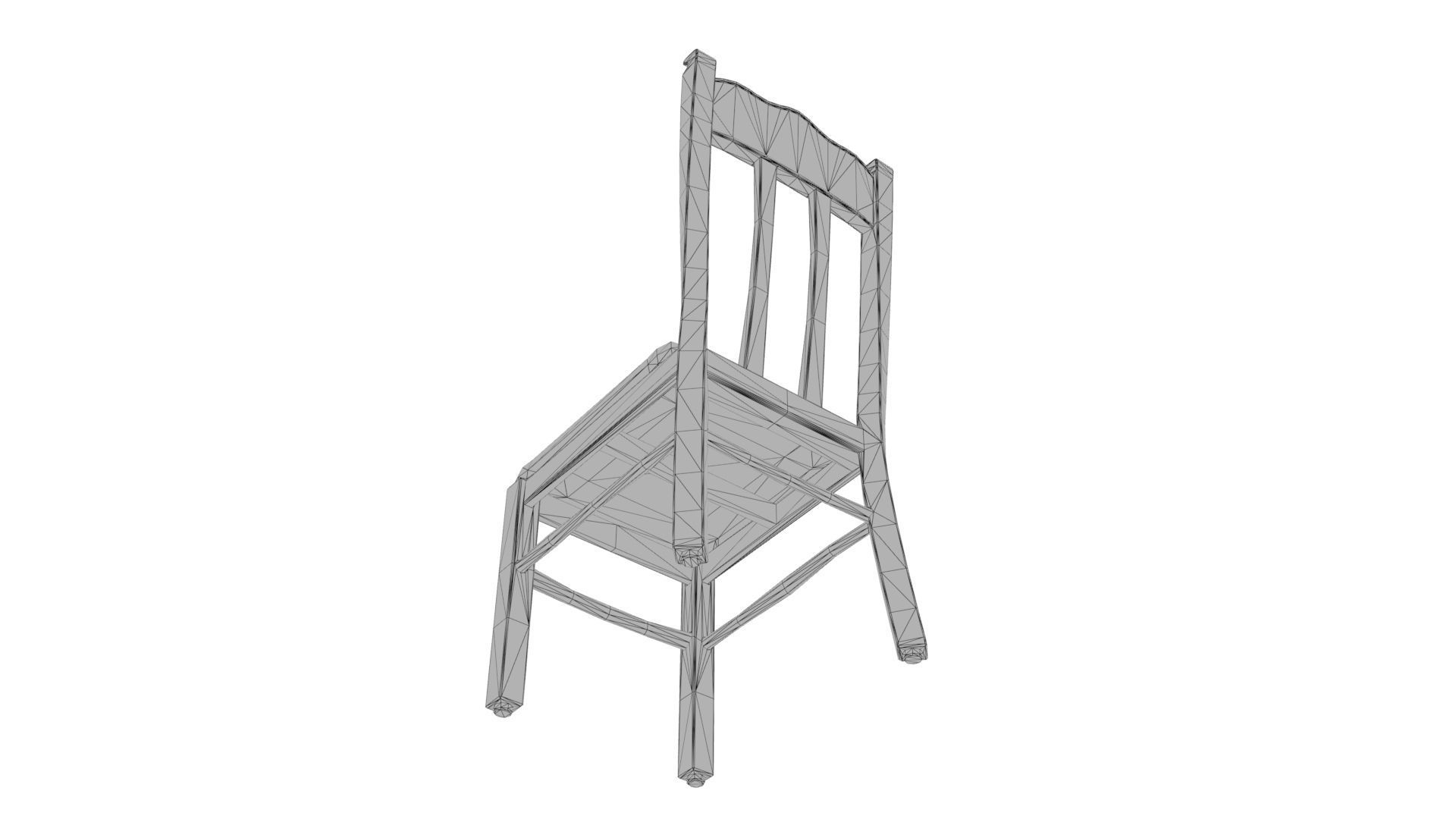 Antique Dining Table Set Low-poly 3D model_13