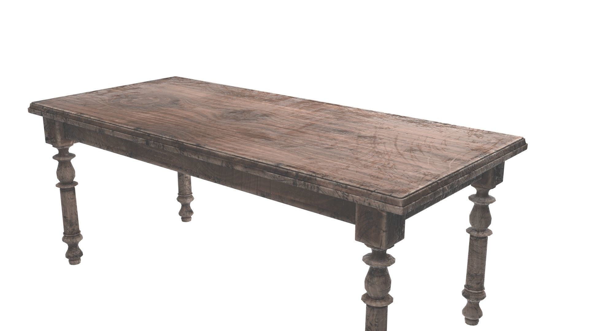 Antique Dining Table Set Low-poly 3D model_11