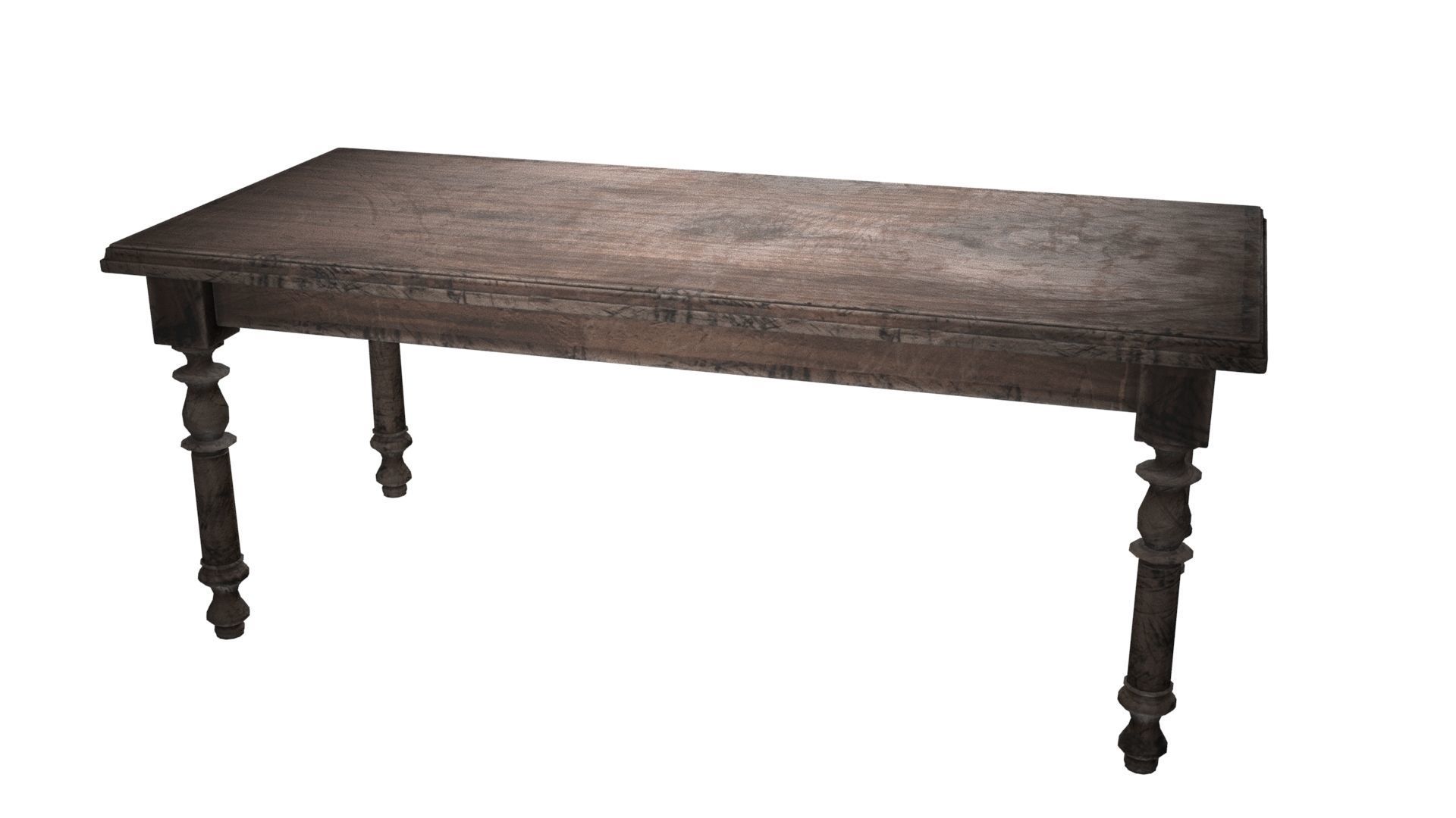 Antique Dining Table Set Low-poly 3D model_9