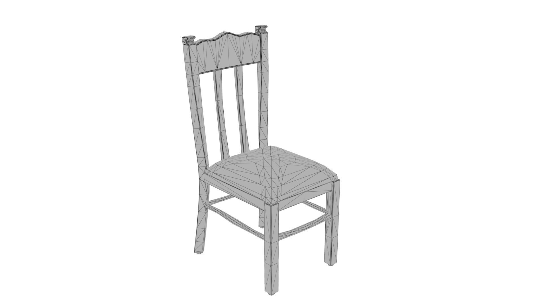 Antique Dining Table Set Low-poly 3D model_12