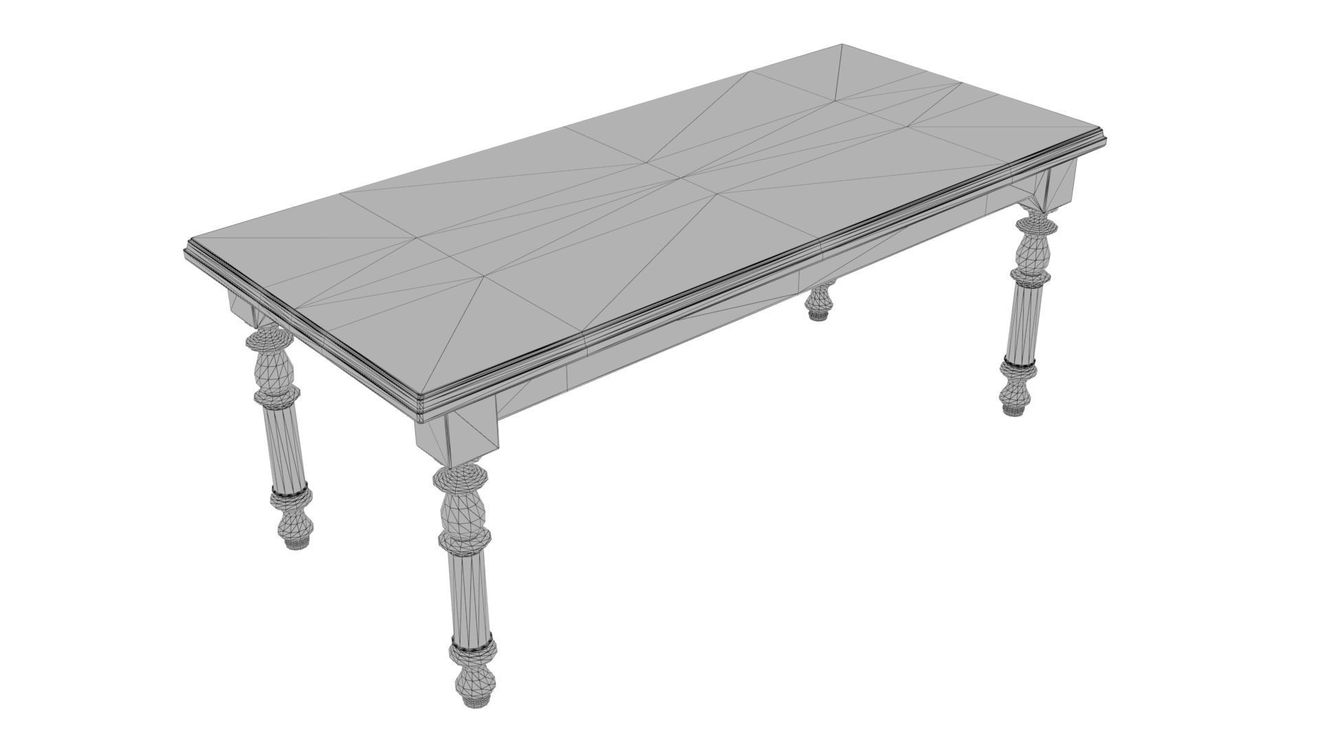 Antique Dining Table Set Low-poly 3D model_14