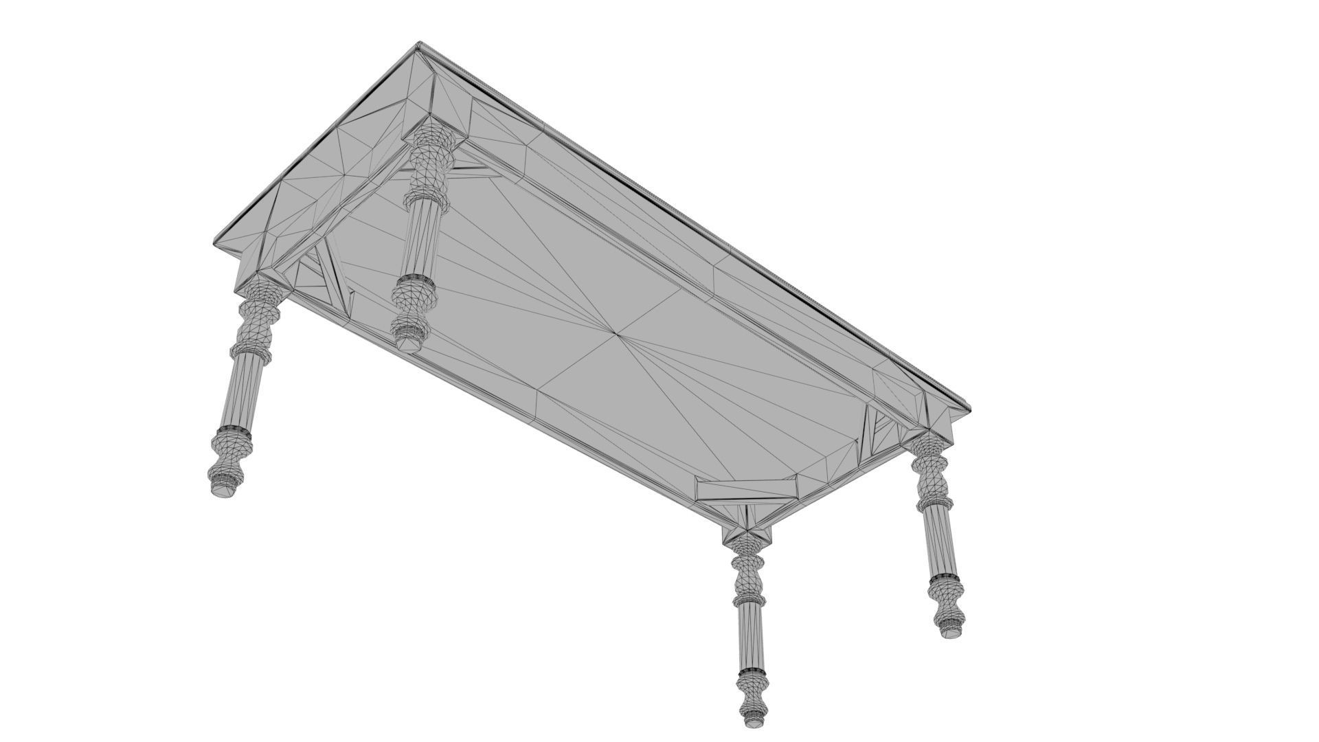 Antique Dining Table Set Low-poly 3D model_15